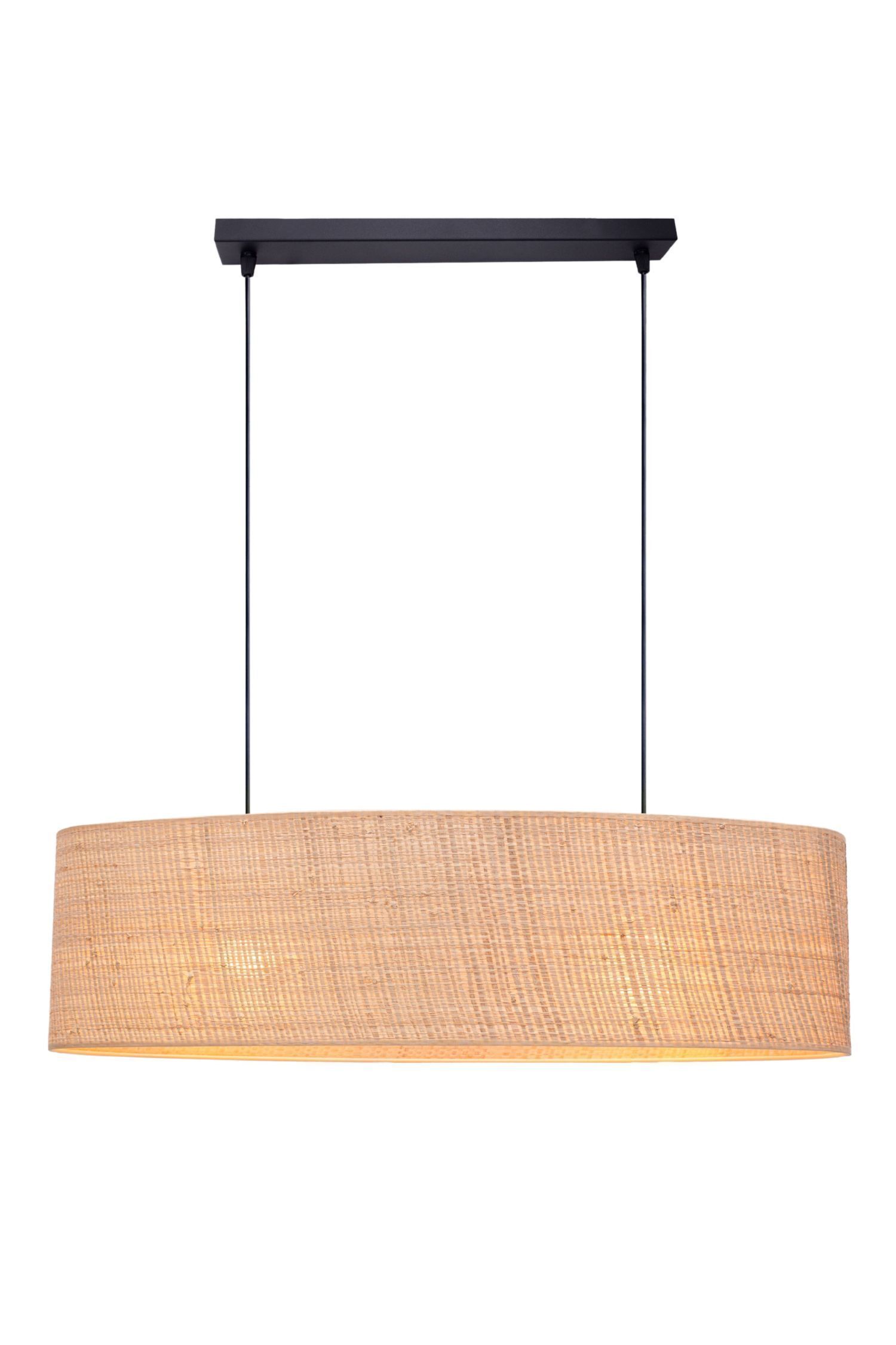 Confortable lampe à suspendre Tissu Noir Naturel 2 flammes E27 Lampe, Kronleuchter
