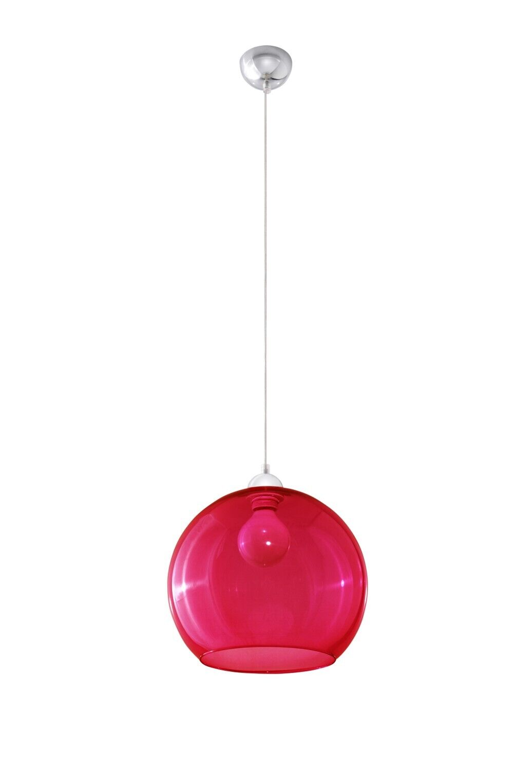 Suspension ronde intemporelle avec abat-jour en verre rouge