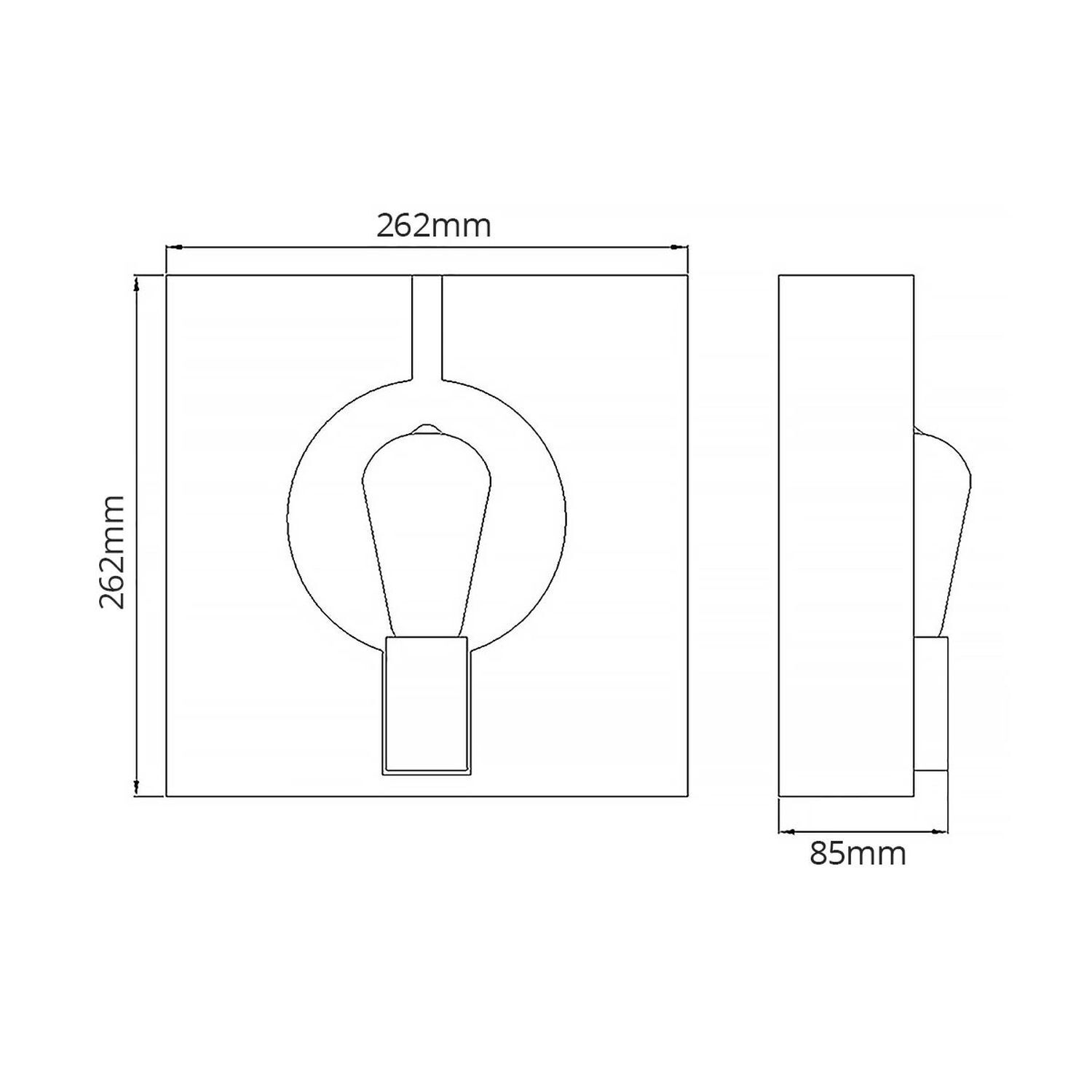 Applique Métal Graphite H : 26,6 cm petite E27 carrée Moderne
