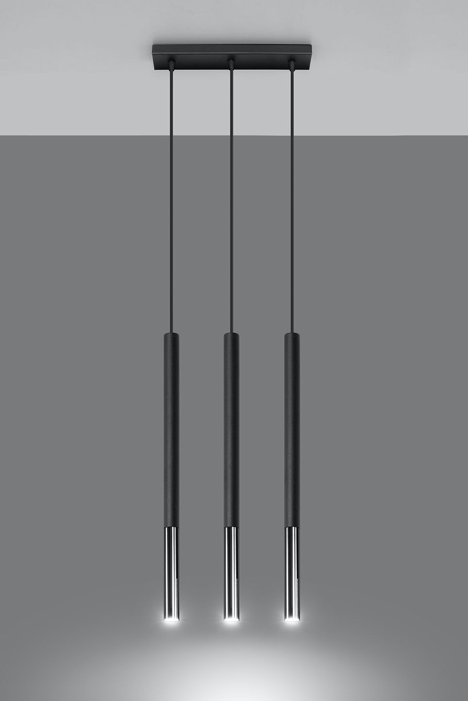 Suspension GALKA 3 flammes orientables noir chrome