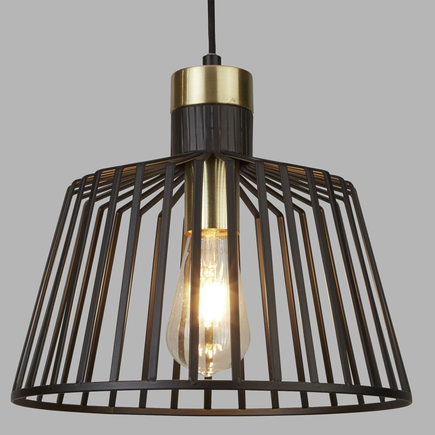 Suspension Noir Laiton E27 Ø 30 cm Métal