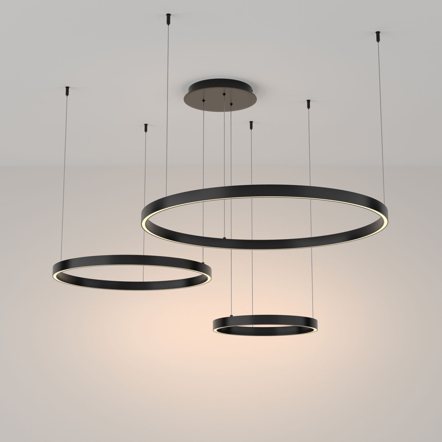 Lustre LED aluminium rond D : 80 cm H : max. 120 cm Leuchter, Lampe, Deckenleuchte