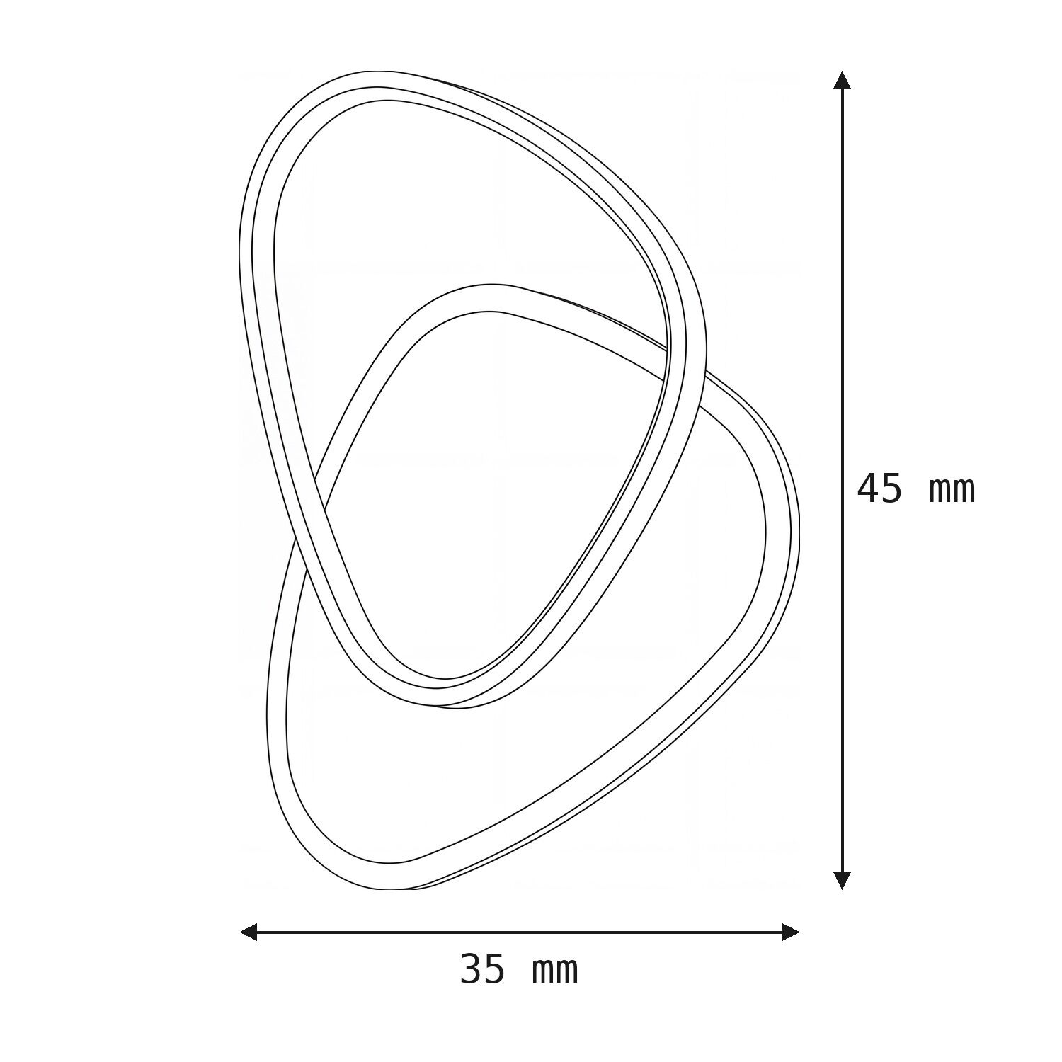 LED Wandleuchte Weiß Schwarz 40 W 4680 lm H:45 cm ring, oval, Gummidichtung, Silikon, Abmessungen 45mm x 35mm