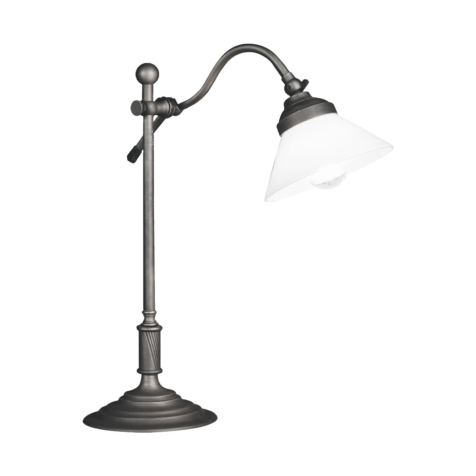 Lampe de bureau 40 cm laiton verre rustique réglable