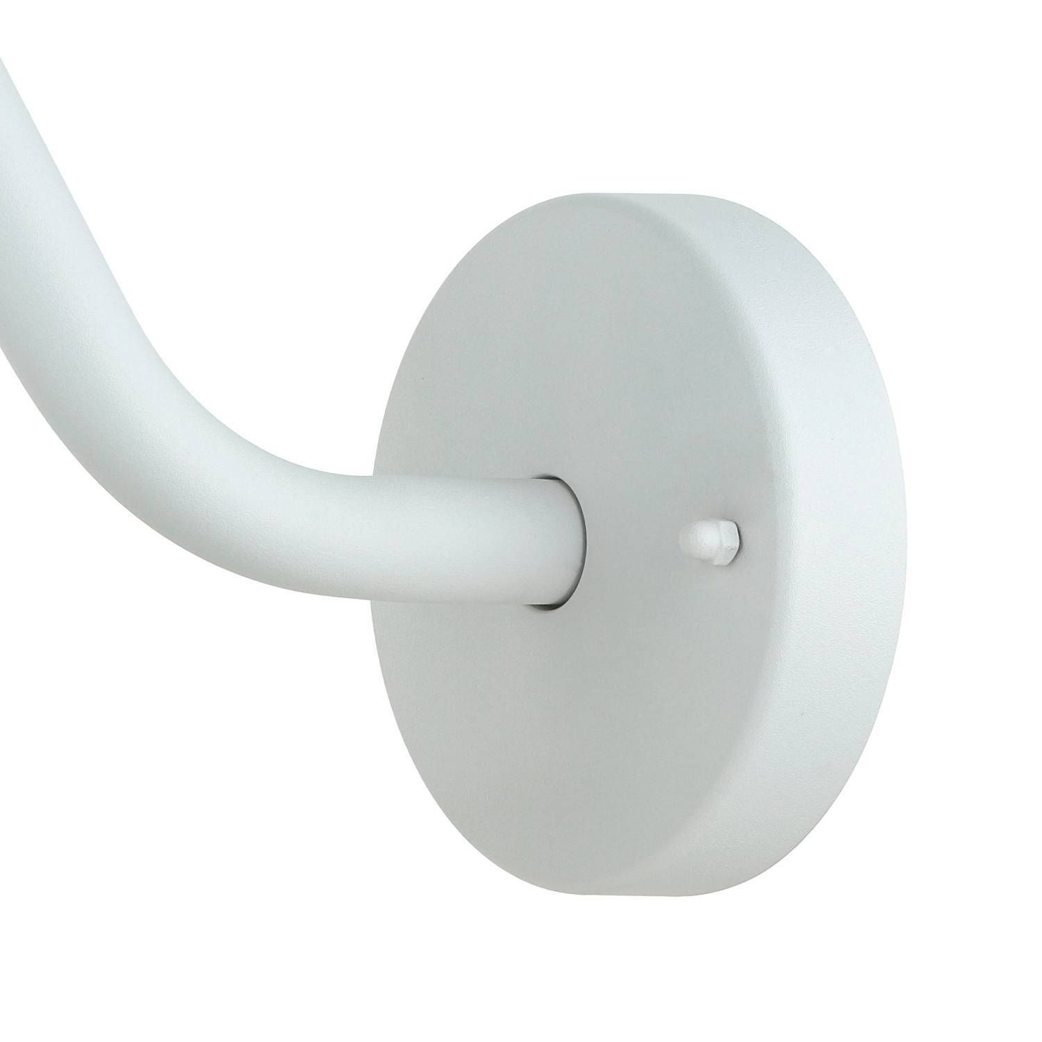 LED Wandleuchte außen Aluminium IP54 1200 lm Weiß Stahl, Wandmontage, Kleiderhaken, runder Sockel, gekrümmter Arm