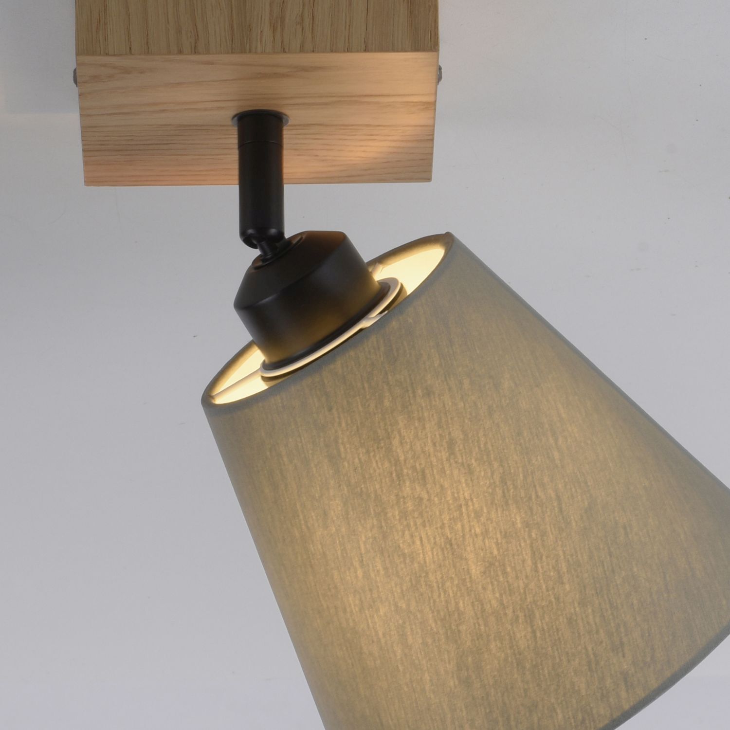 Spot de plafond Abat-jour en tissu Bois E27 réglable Taupe Naturel Lampe, Lampenschirm