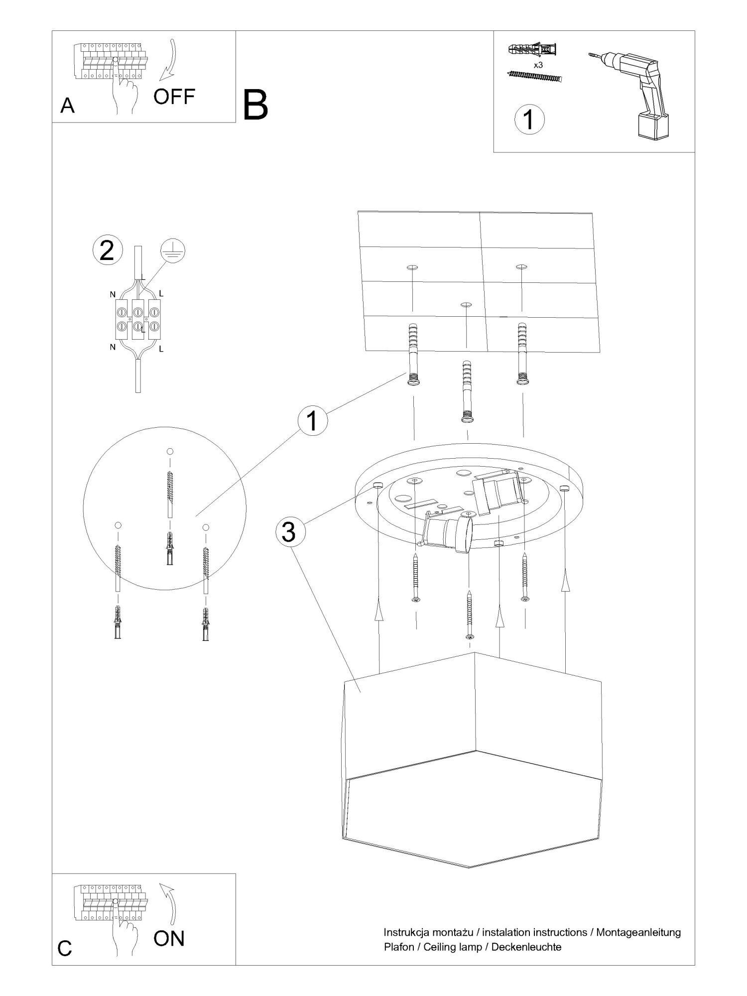 Lampe de plafond à faible éblouissement Moderne plat petit noir 2x E27