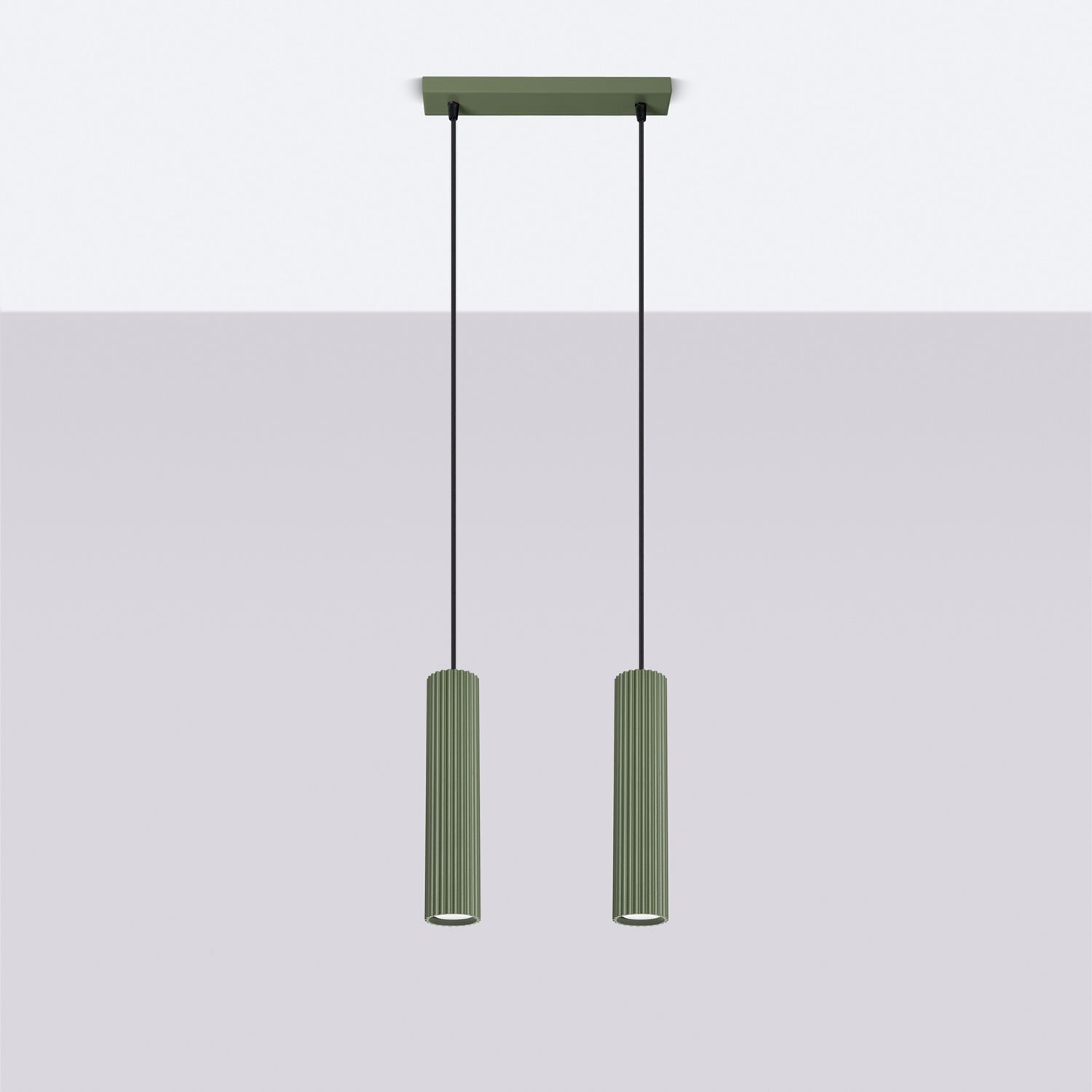 Lampe à suspendre 30 cm de large à 2 flammes GU10 Vert Moderne en aluminium