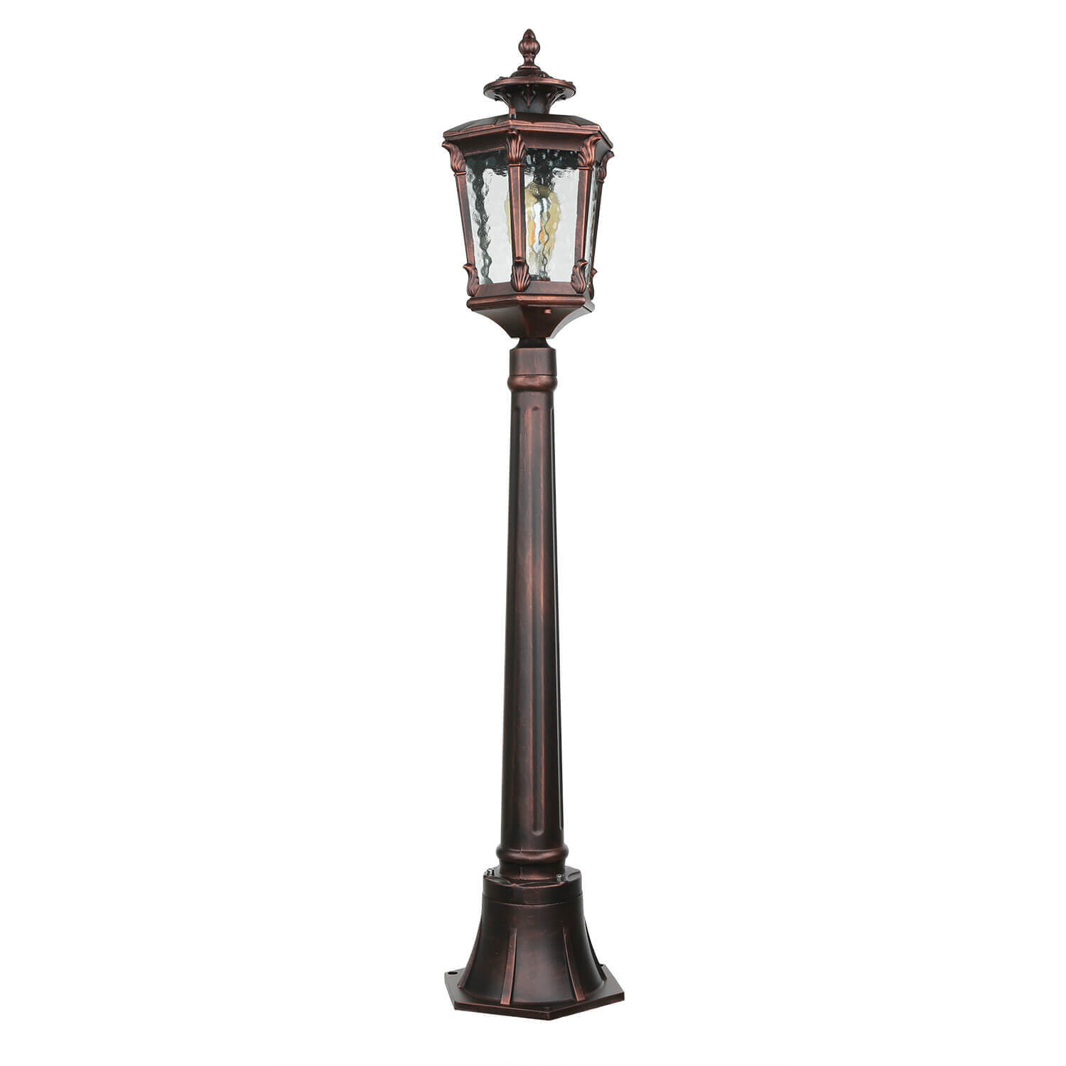 Lampadaire extérieur bronze antique ornement verre E27 AMUR Lampe, Laternenpfahl