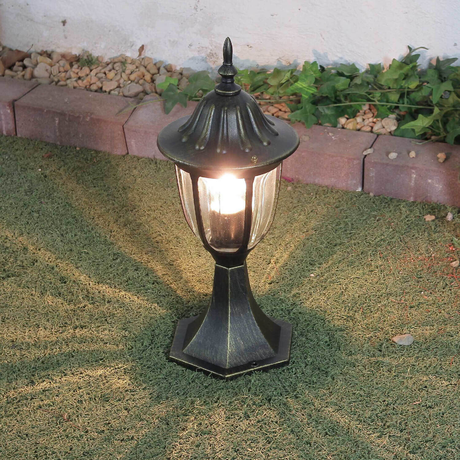 Lampe de socle rustique MILANO or antique 40cm de haut Lampe