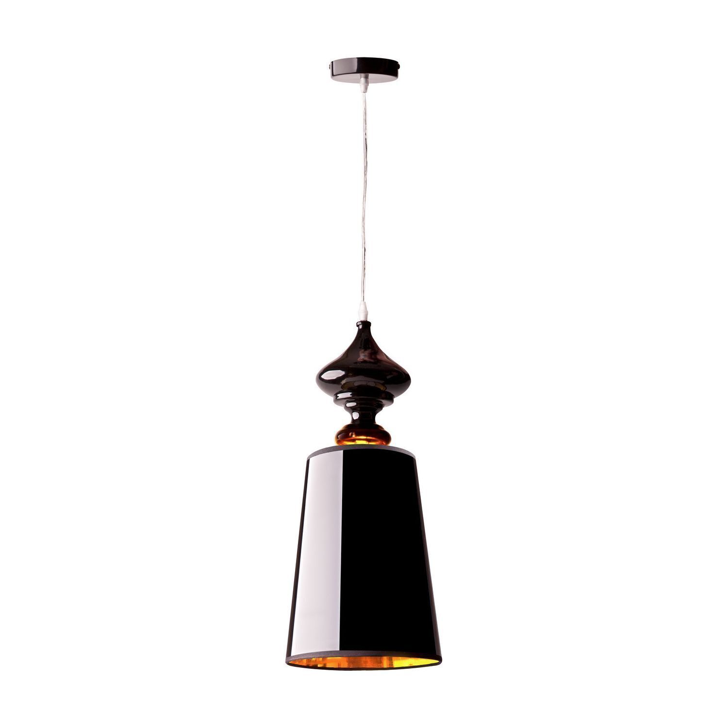 Hängelampe Stoff in Schwarz Gold E27 Ø 19 cm Lampe