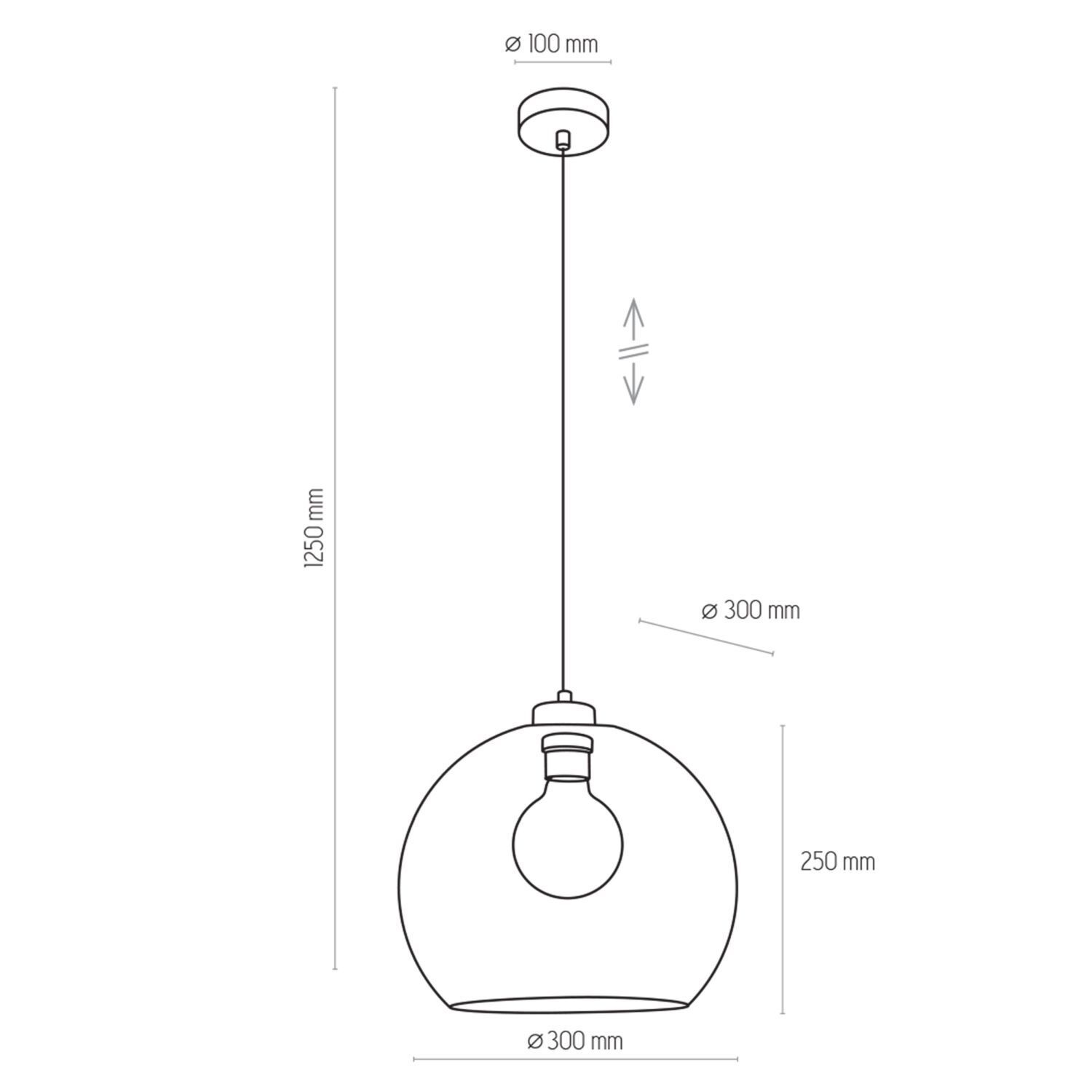 Lampe à suspendre Boule Ø 30 cm E27 verre fumé réglable Lampe à suspendre Boule Ø 30 cm E27 verre fumé réglable