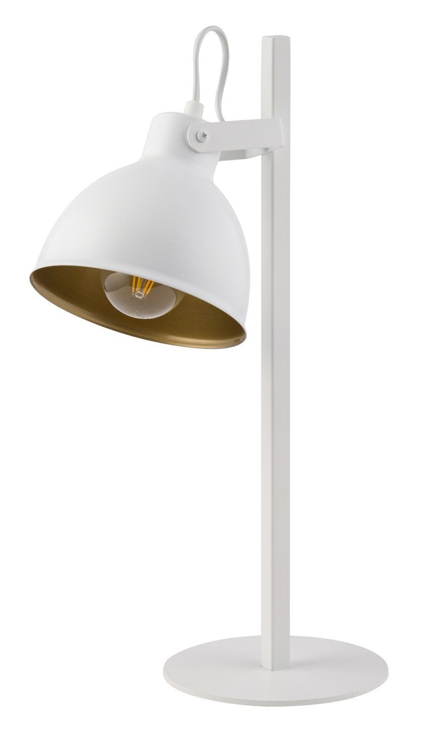 Lampe de table industrielle blanc or métal 45 cm flexible