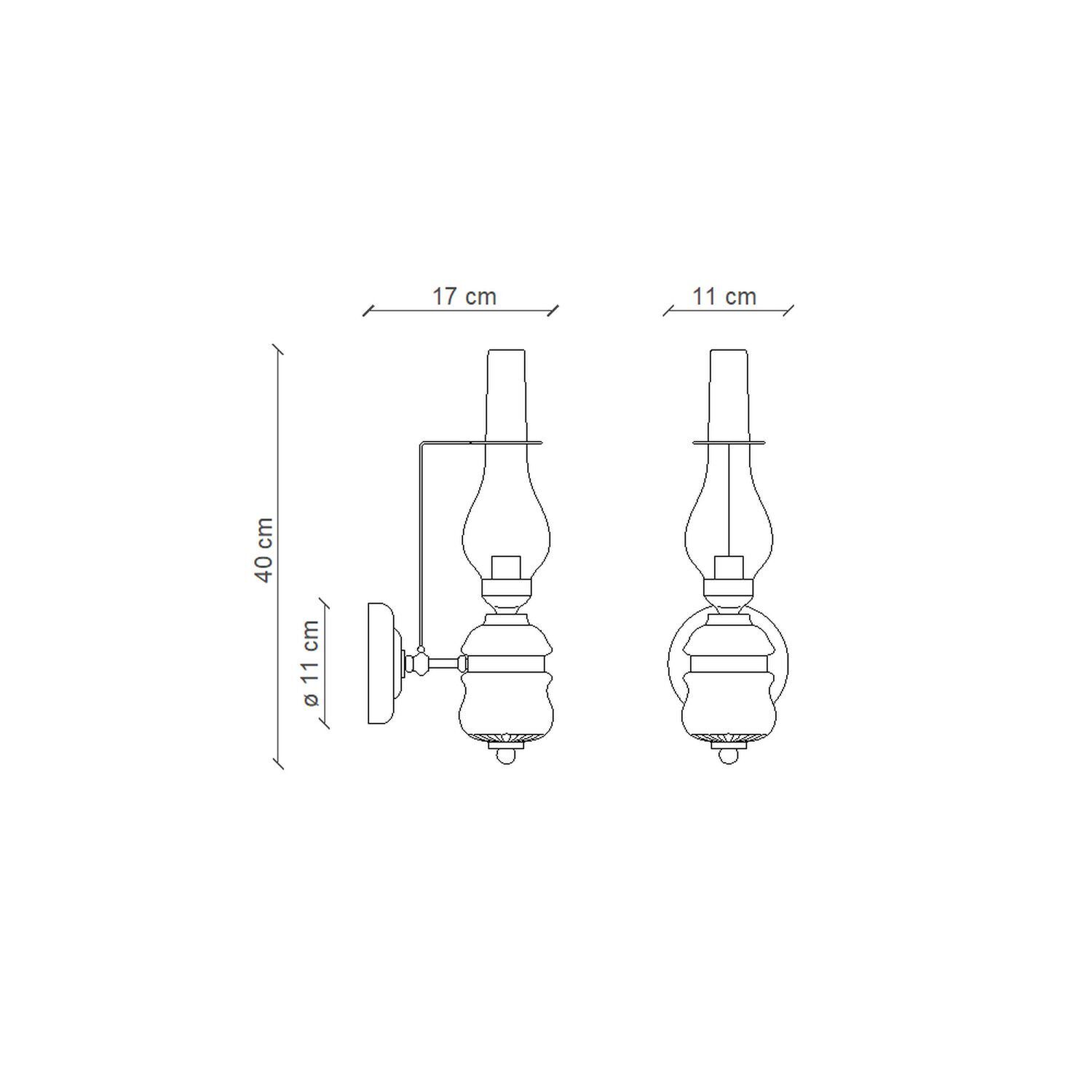 Applique métal verre hauteur 40 cm E14 Vintage GIANNI Licht