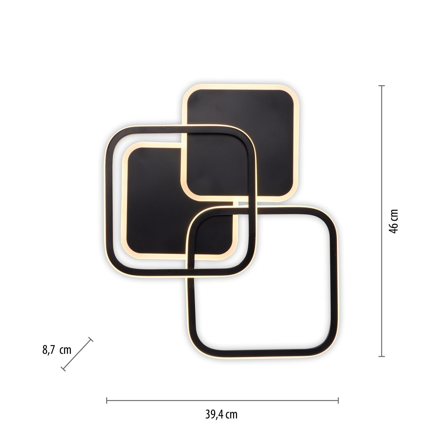 Lampe de plafonnier LED noire métal 3000 K 4700 lm élégante