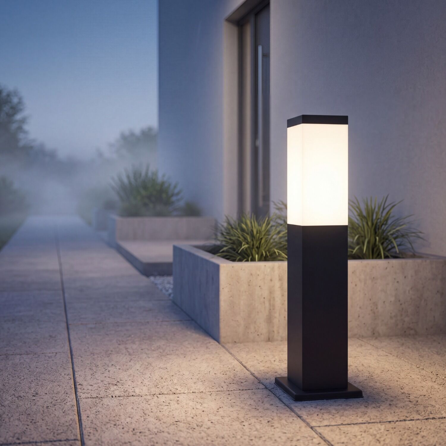 Außenlampe, Pfahlleuchte, LED-Lampe, Gartenbeleuchtung, Betonpfosten