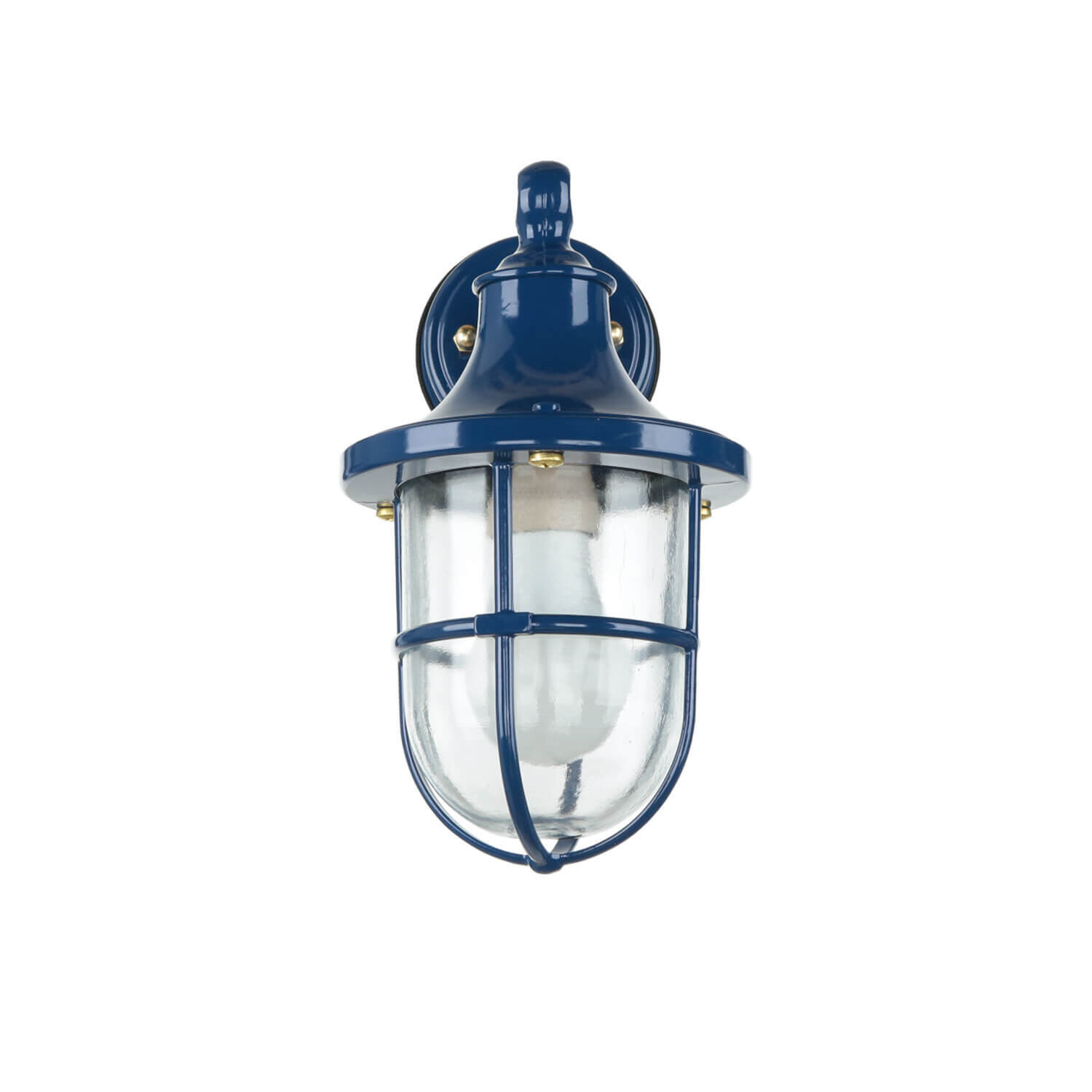 Lampe d'extérieur murale IP64 E27 verre laiton bleu marine