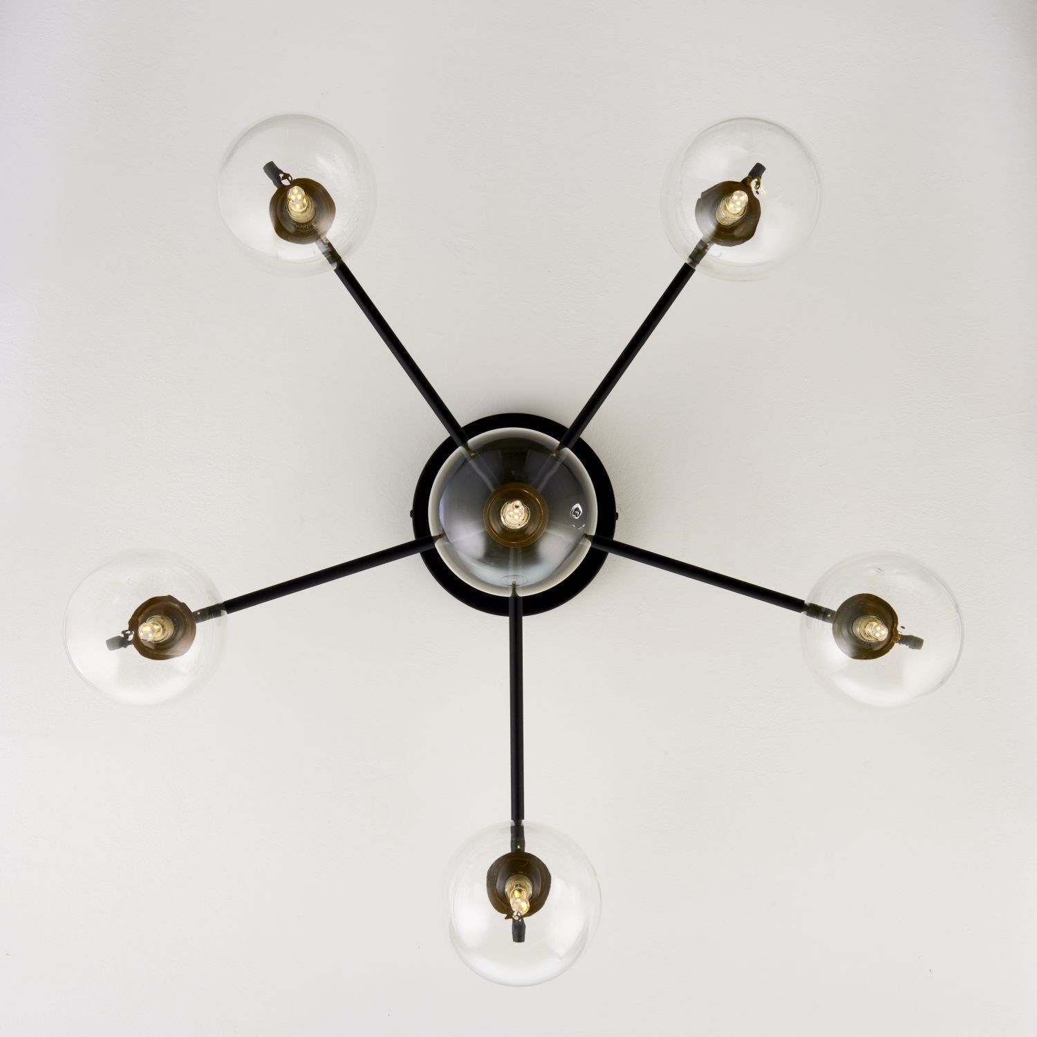 Deckenlampe Metall Glas G9 B:76 cm in Schwarz Gold Leuchter, Lampe, Deckenleuchte, Deckenventilator, Elektrisches Gerät