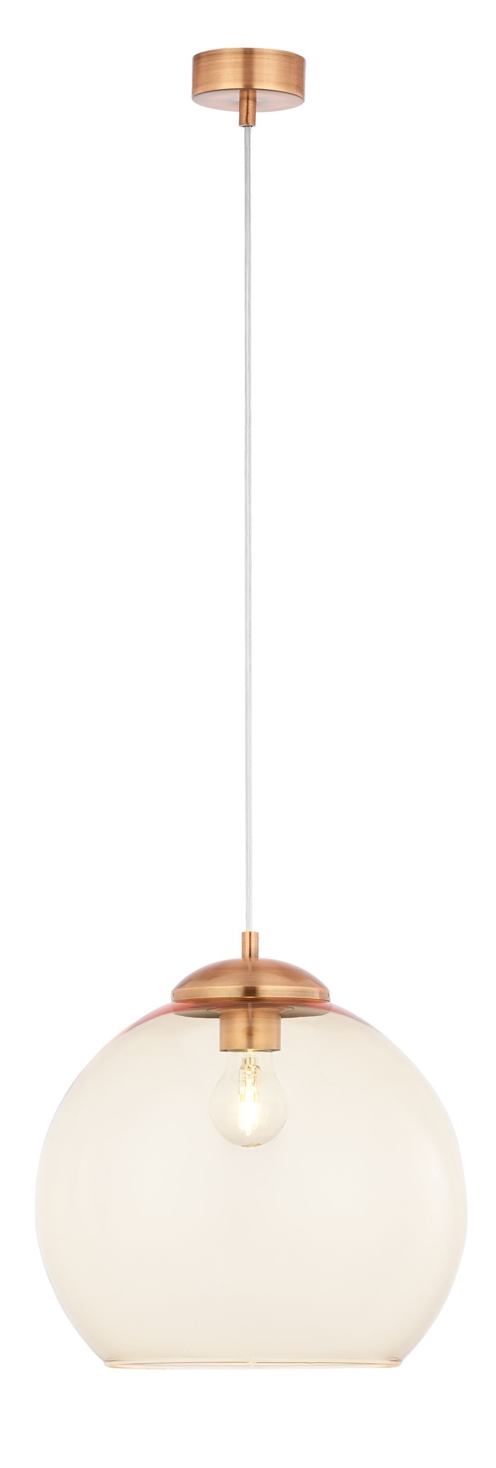 Suspension vintage métal verre E27 Ø29cm sphère
