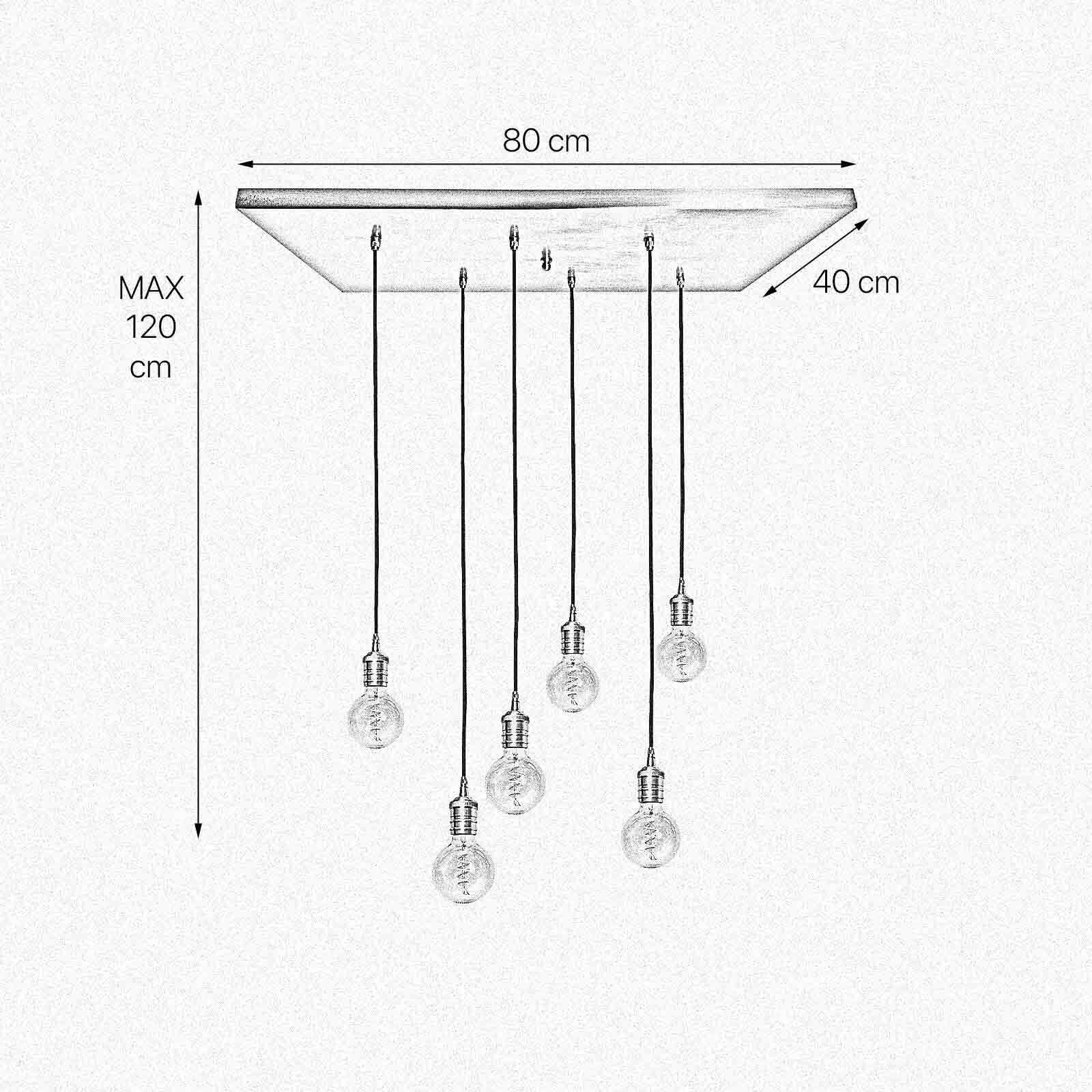 Suspension laiton massif L : 80 cm en bronze clair 6x E27