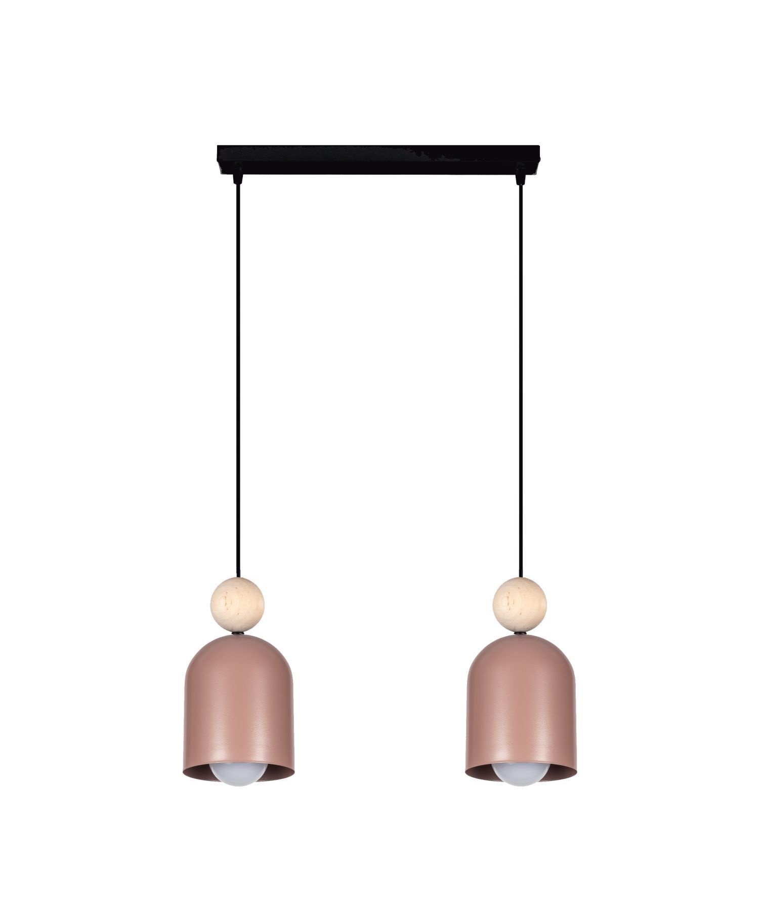Suspension Rose Métal Bois 2 flammes E27 46 cm de long