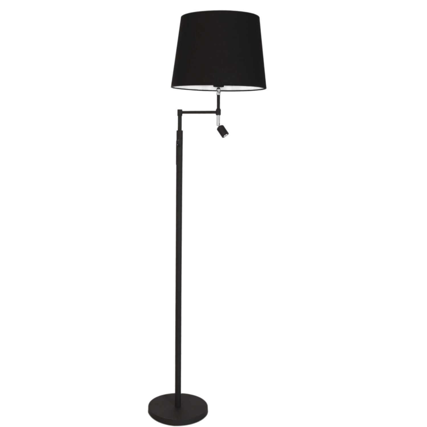 Lampadaire avec lampe de lecture 157 cm Noir Tissu Métal E27 + LED Lampe, Lampenschirm