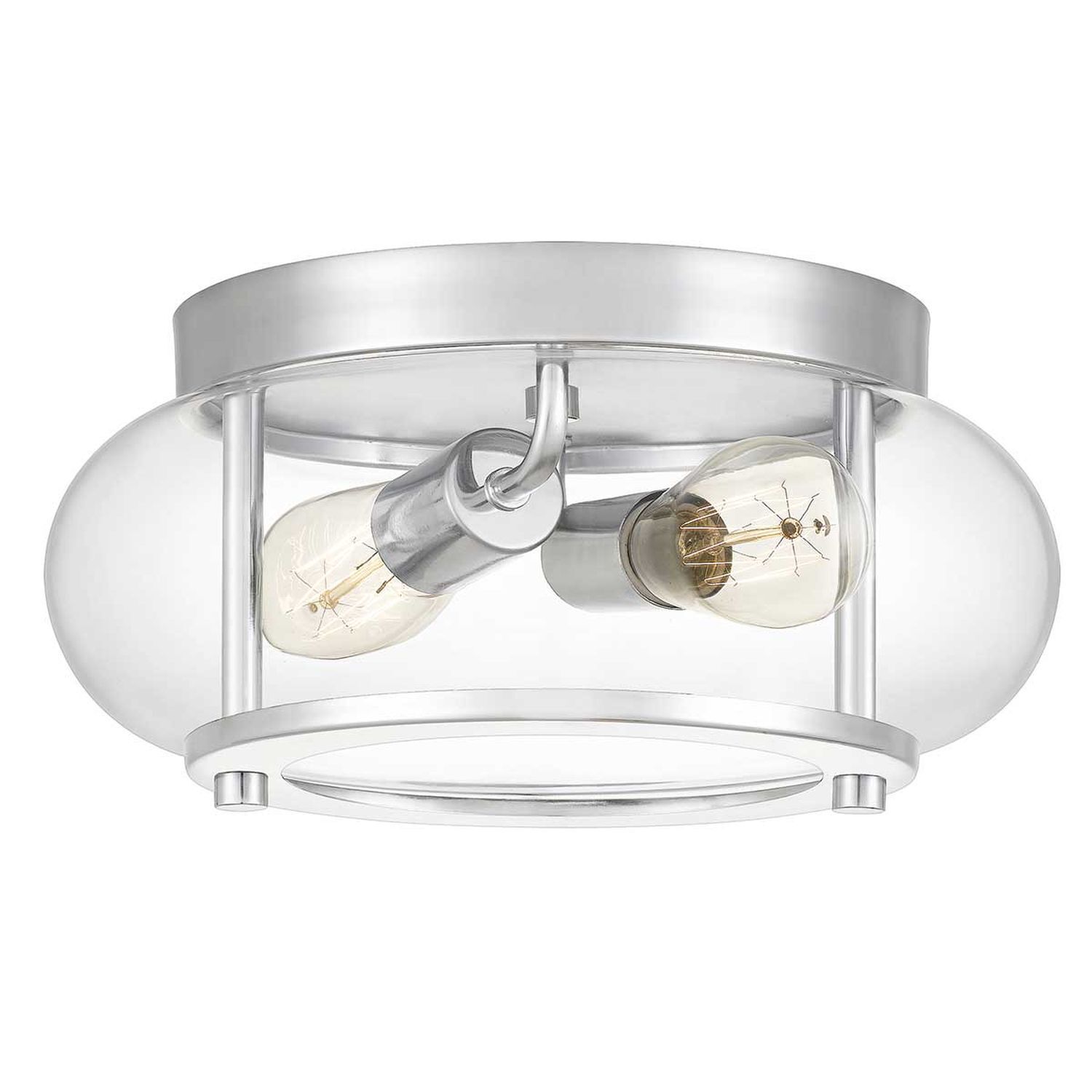 Plafonnier métal verre Ø 30,5 cm IP44 chrome salle de bain