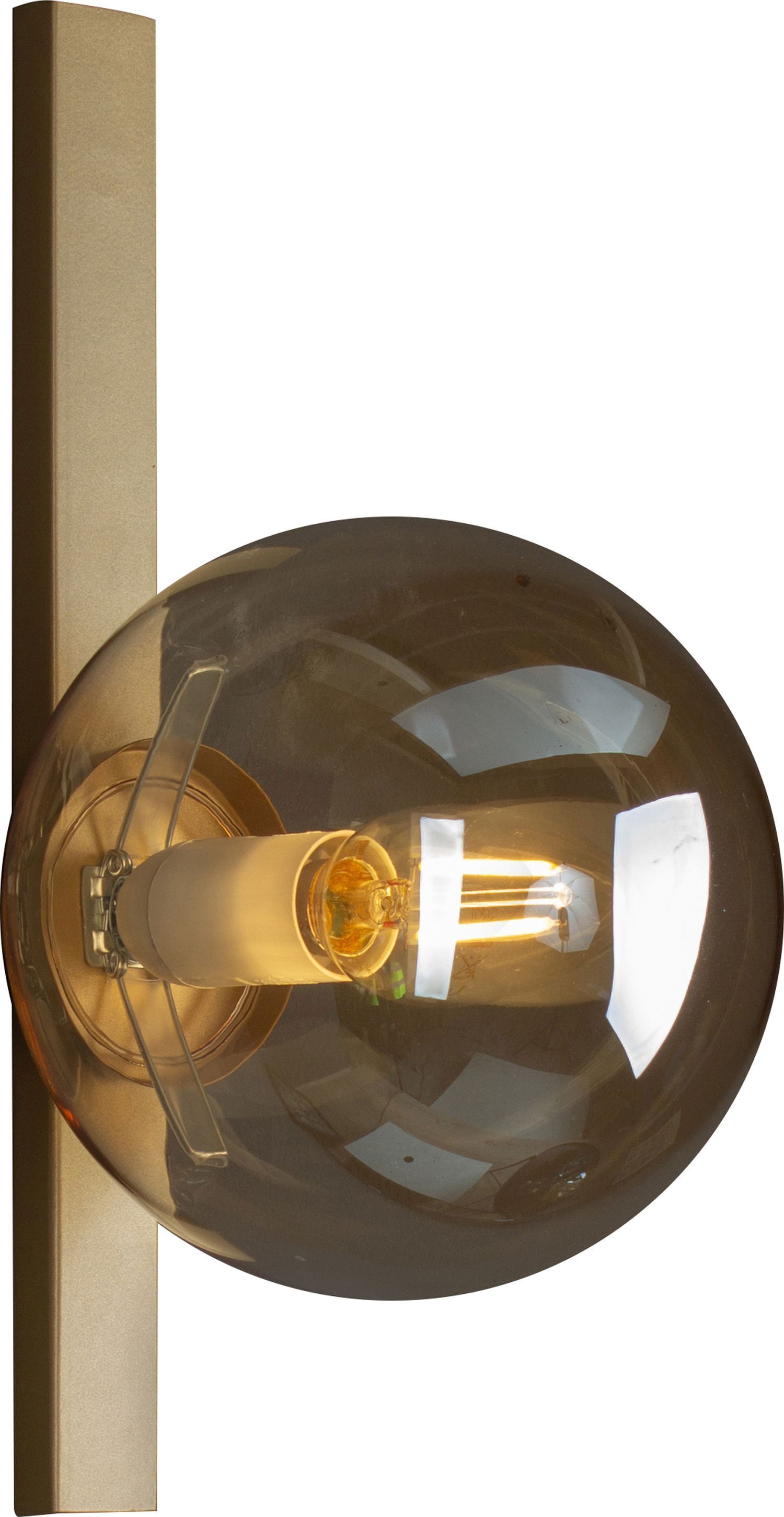 Lampe murale or ambre Boule de verre E14 L:14 cm faible éblouissement