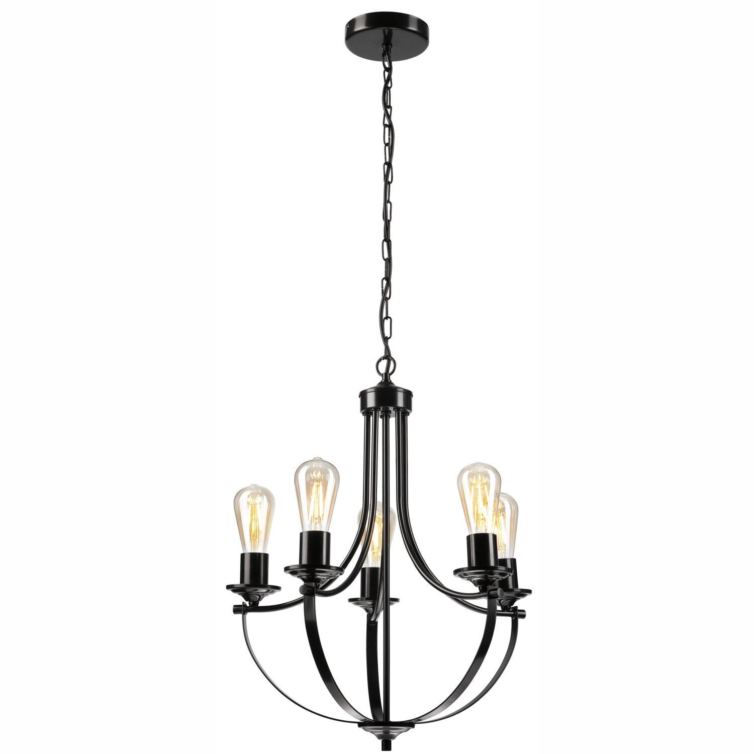 Lustre Métal Noir Ø 45 cm 3-flammes E27 Rustique