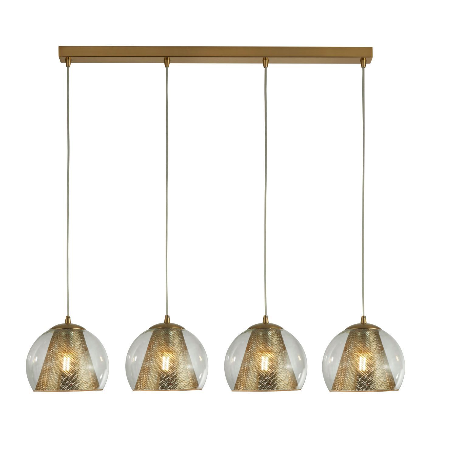 Suspension verre métal L : 84 cm en laiton transparent MARIAH