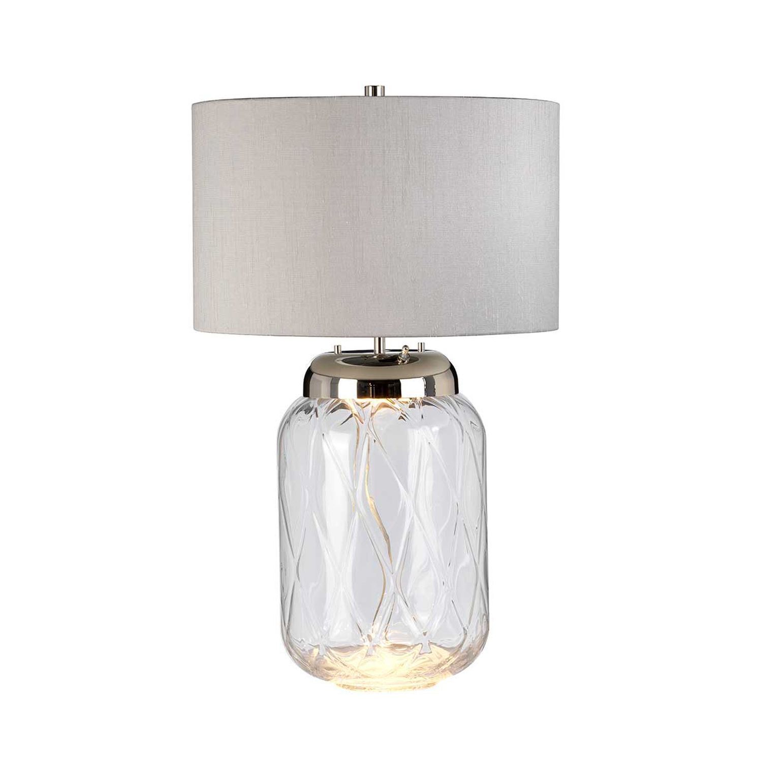 Lampe de table verre tissu 67,5 cm socle éclairé