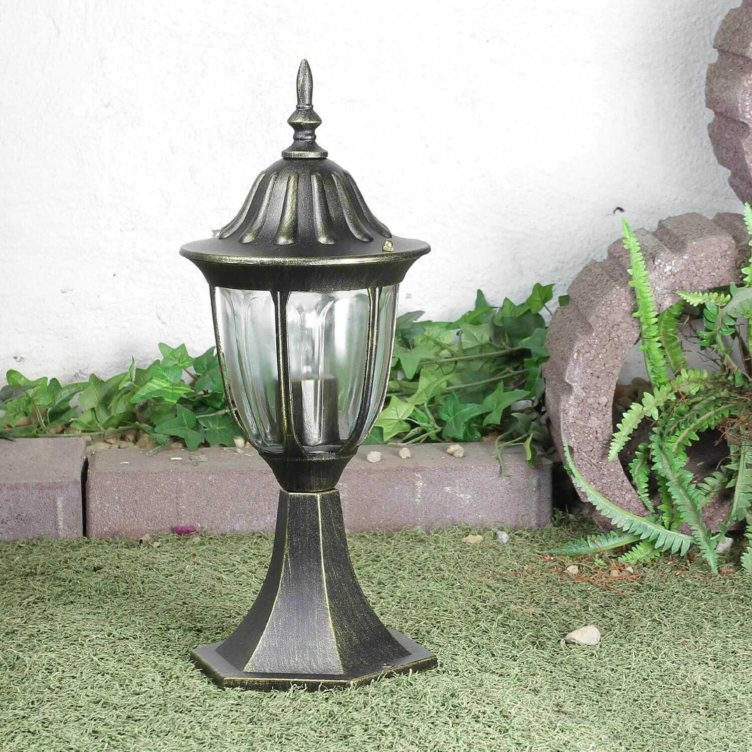 Lampe de socle rustique MILANO or antique 40cm de haut Lampe