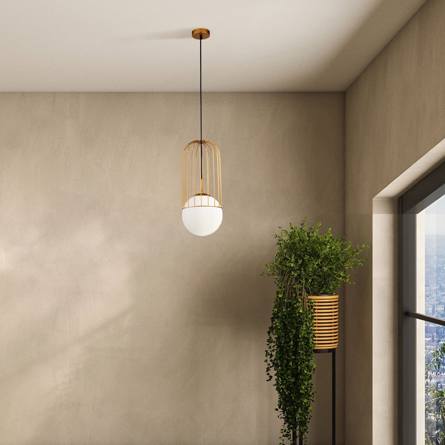 Suspension métal verre Ø 20 cm H : max. 176 cm E27