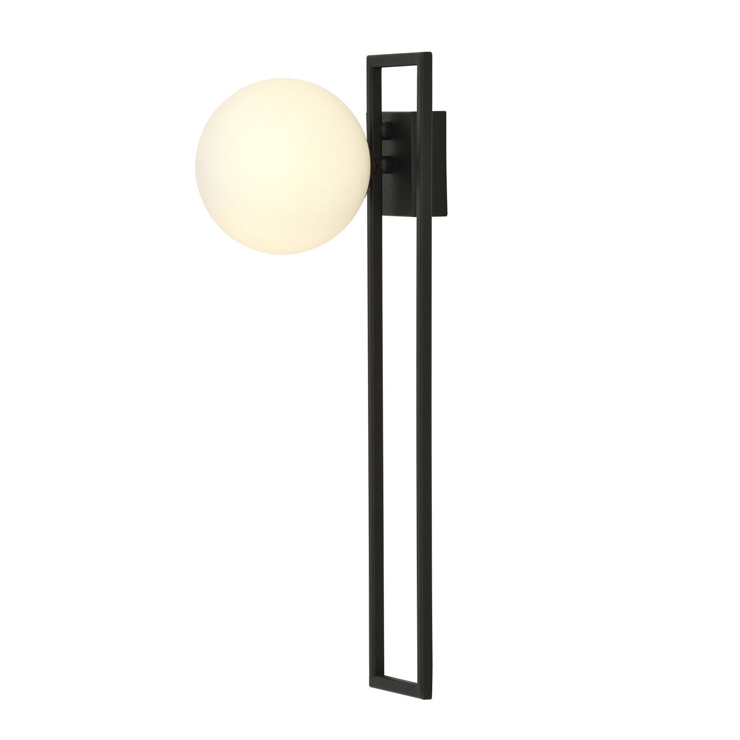 Plafonnier noir blanc E14 50 cm Abat-jour sphérique verre métal