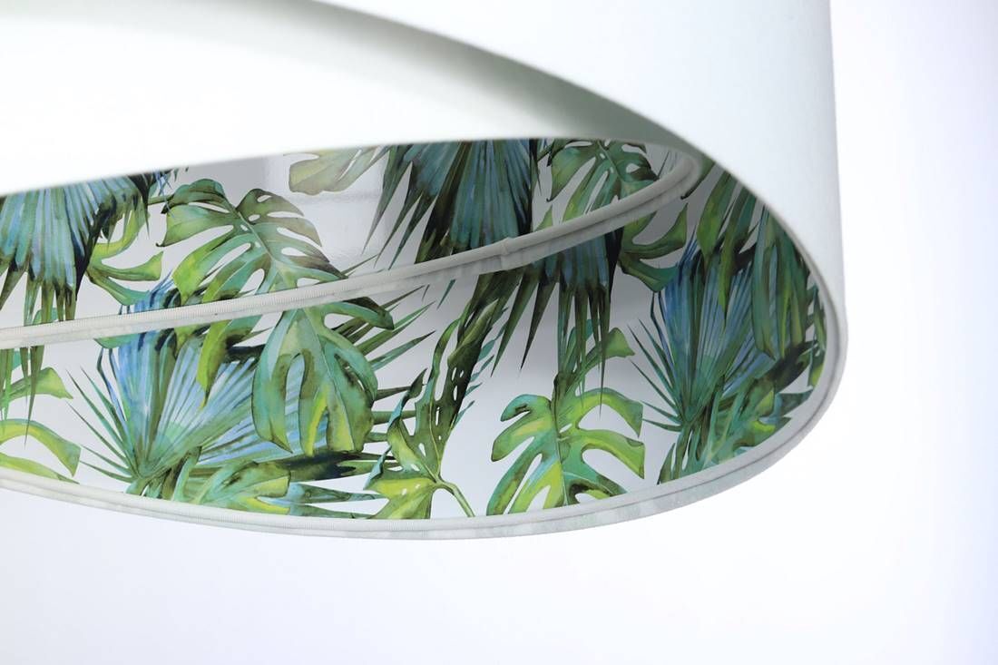 Suspension Blanc Vert Tropical Ø 50 cm E27 réglable