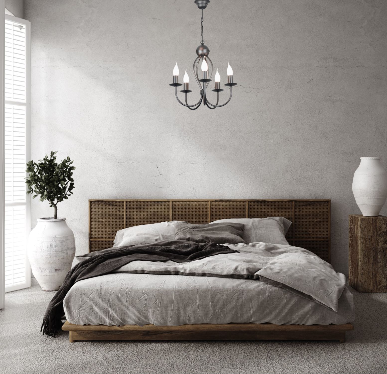 Lustre noir métal 5 flammes E14 Classique Innenarchitektur, Kronleuchter, Lampe, Dekoration für Zuhause, Bett