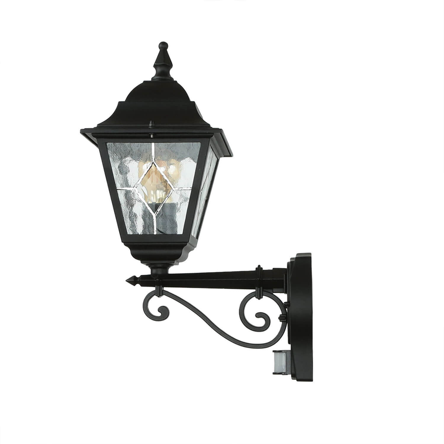 Lampe de cour noire avec détecteur de mouvement IP43 LEADWORTH