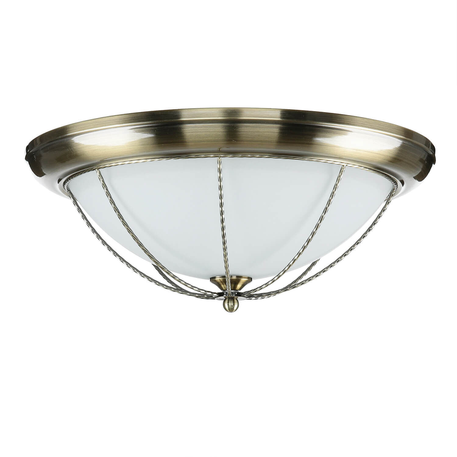 Plafonnier rond E27 SUDAN avec abat-jour en verre aspect laiton Deckenleuchte, Leuchte