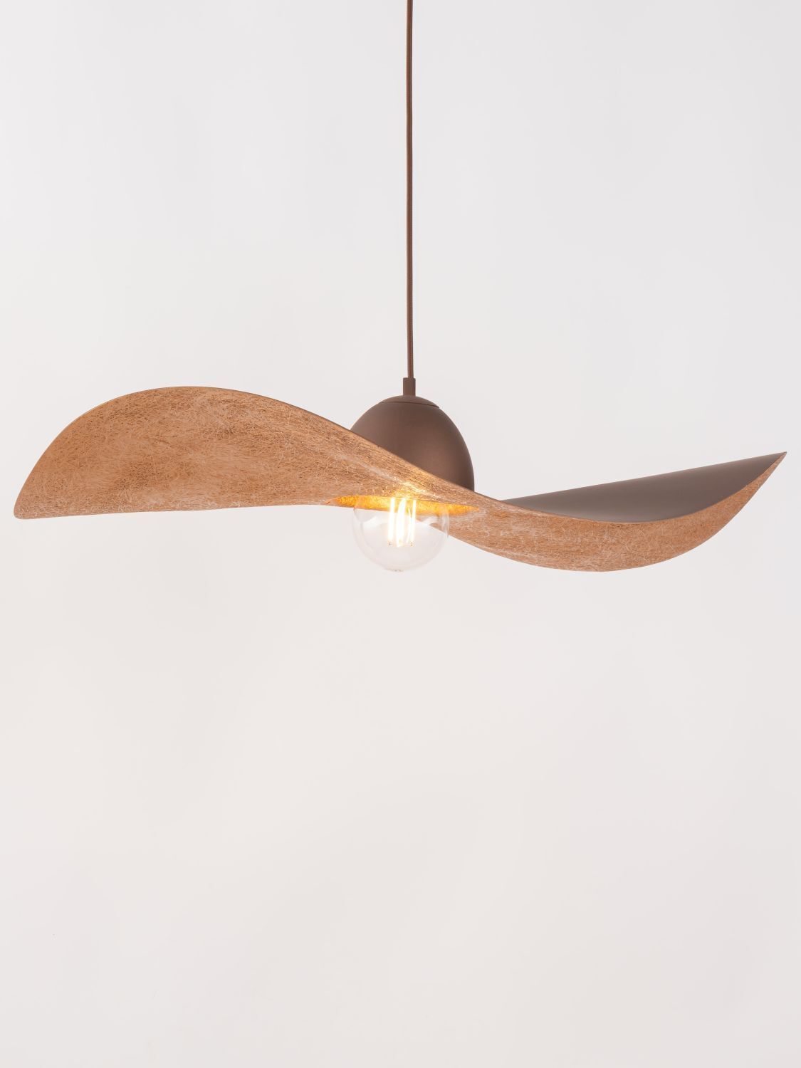 Lampe à suspendre brune cuivre E27 Moderne Abat-jour ondulé