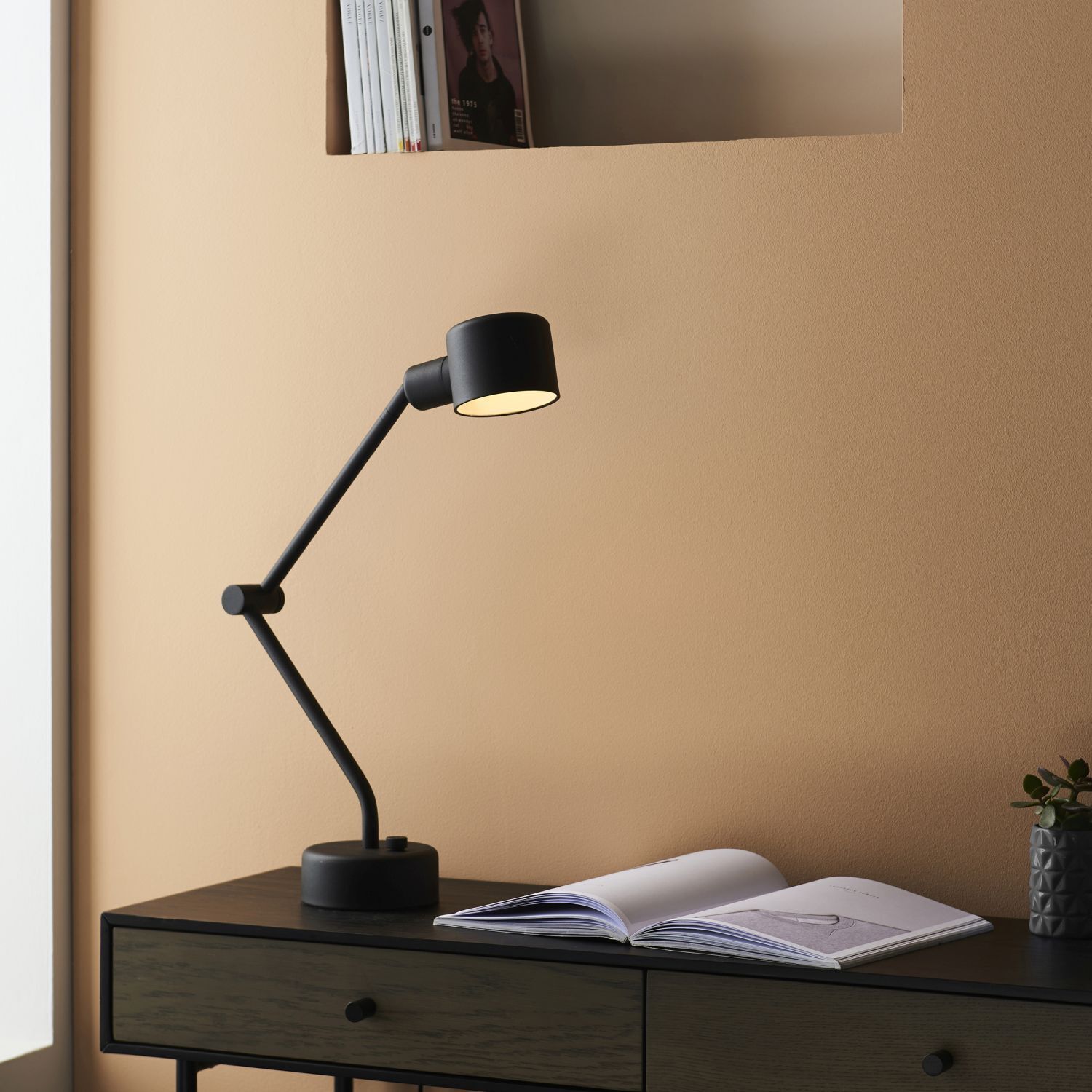 Lampe de bureau noire ajustable H : 69 cm E14 Moderne