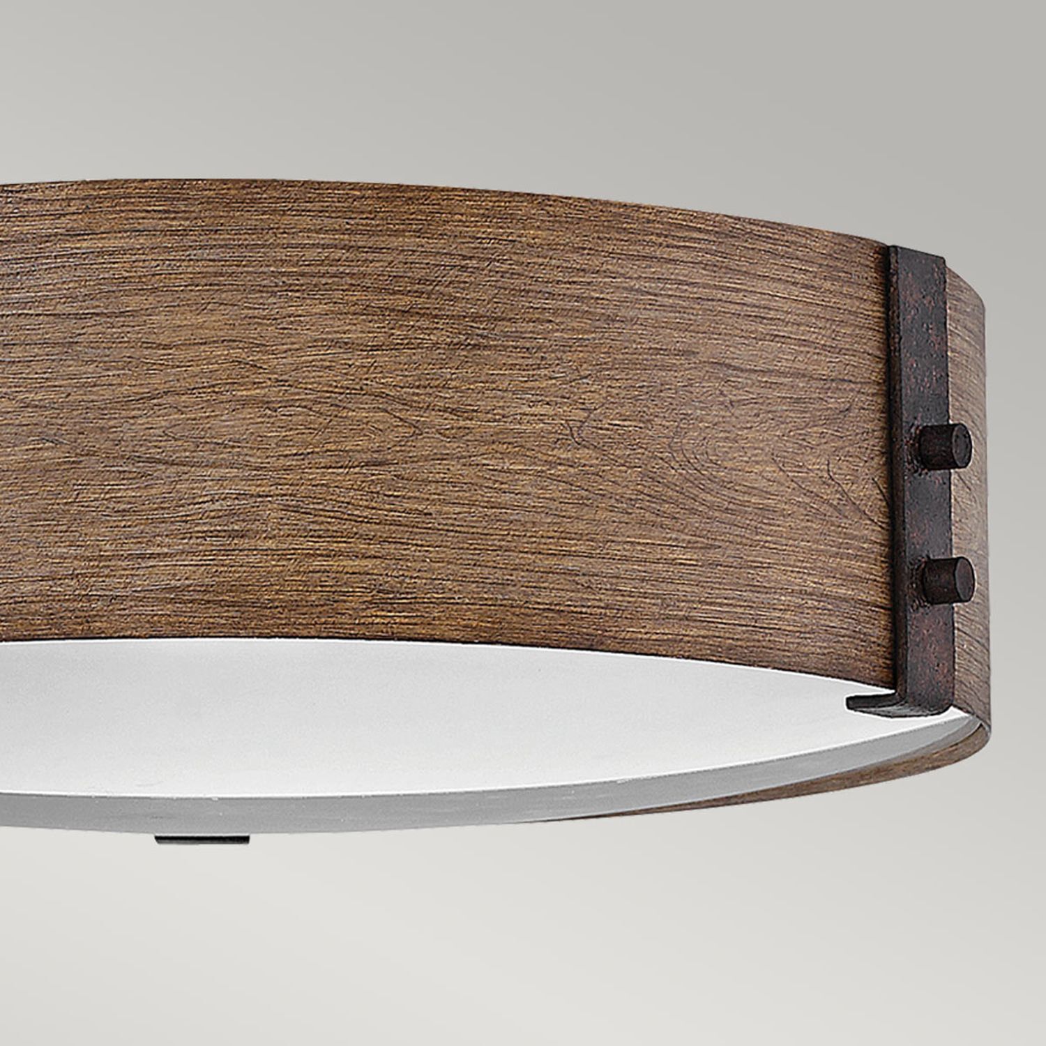 Holz, Lampenschirm, braun, rund, Metall-Akzente