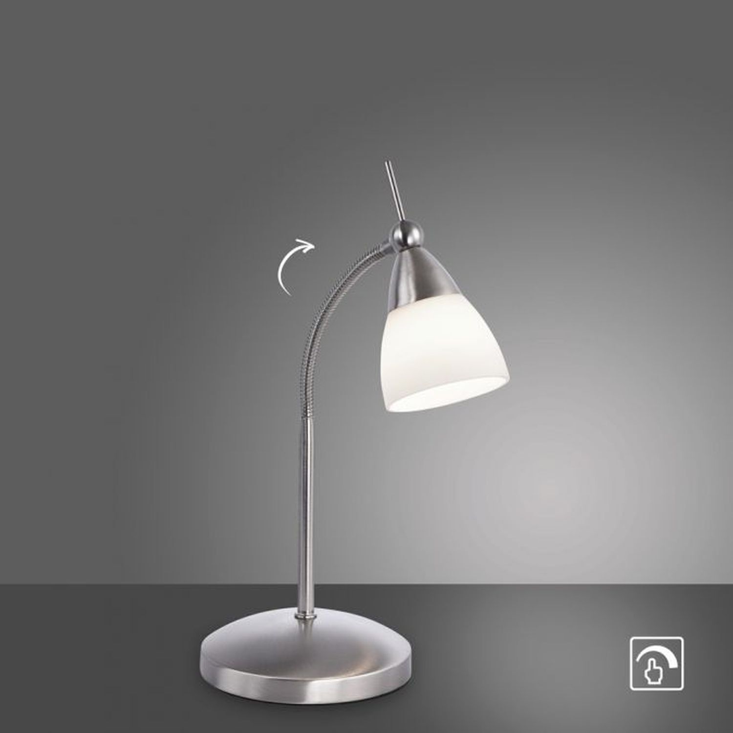 Lampe de table LED flexible en acier verre 3000 K dimmable Lampe, Tischlampe, Lampenschirm