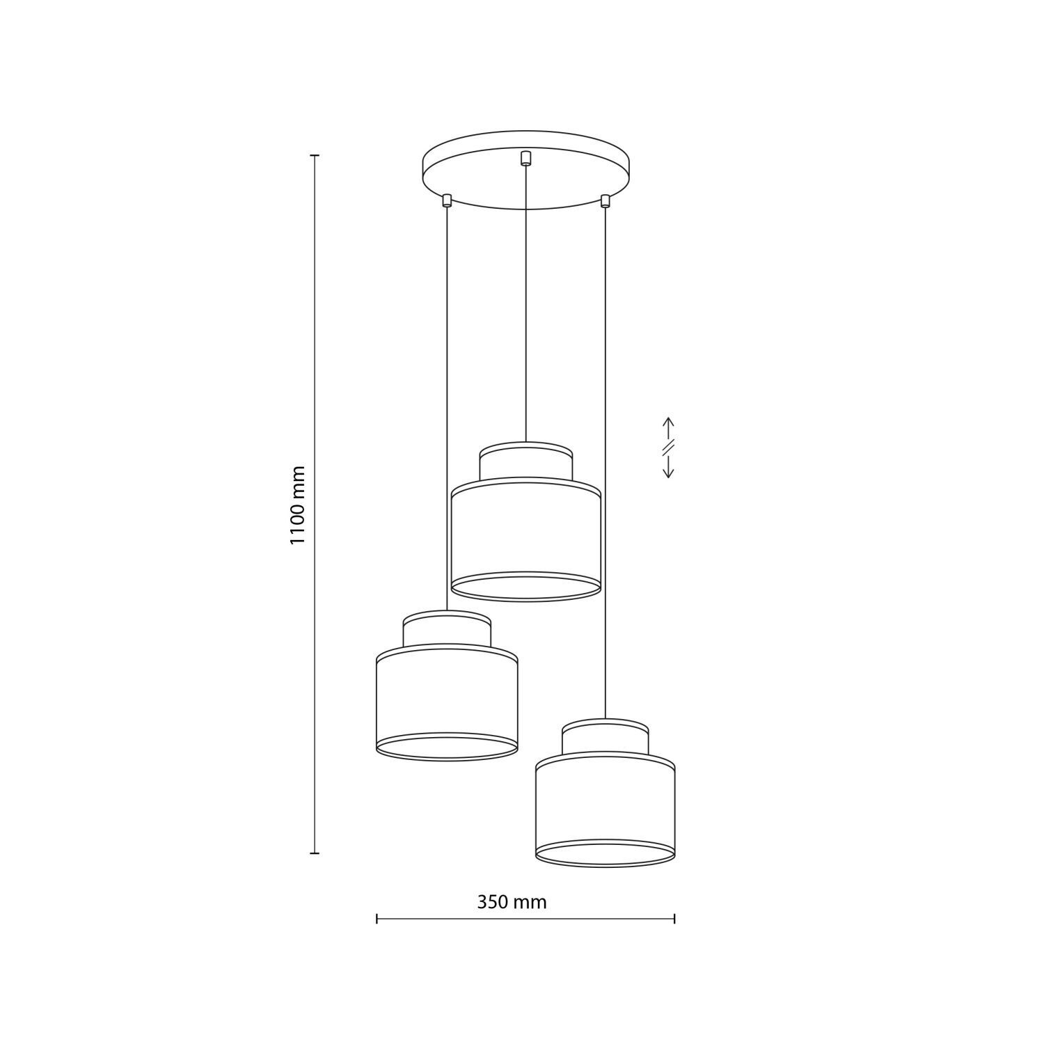 Lampe à suspendre jute tissu E27 réglable 3-flamme rétro multicolore