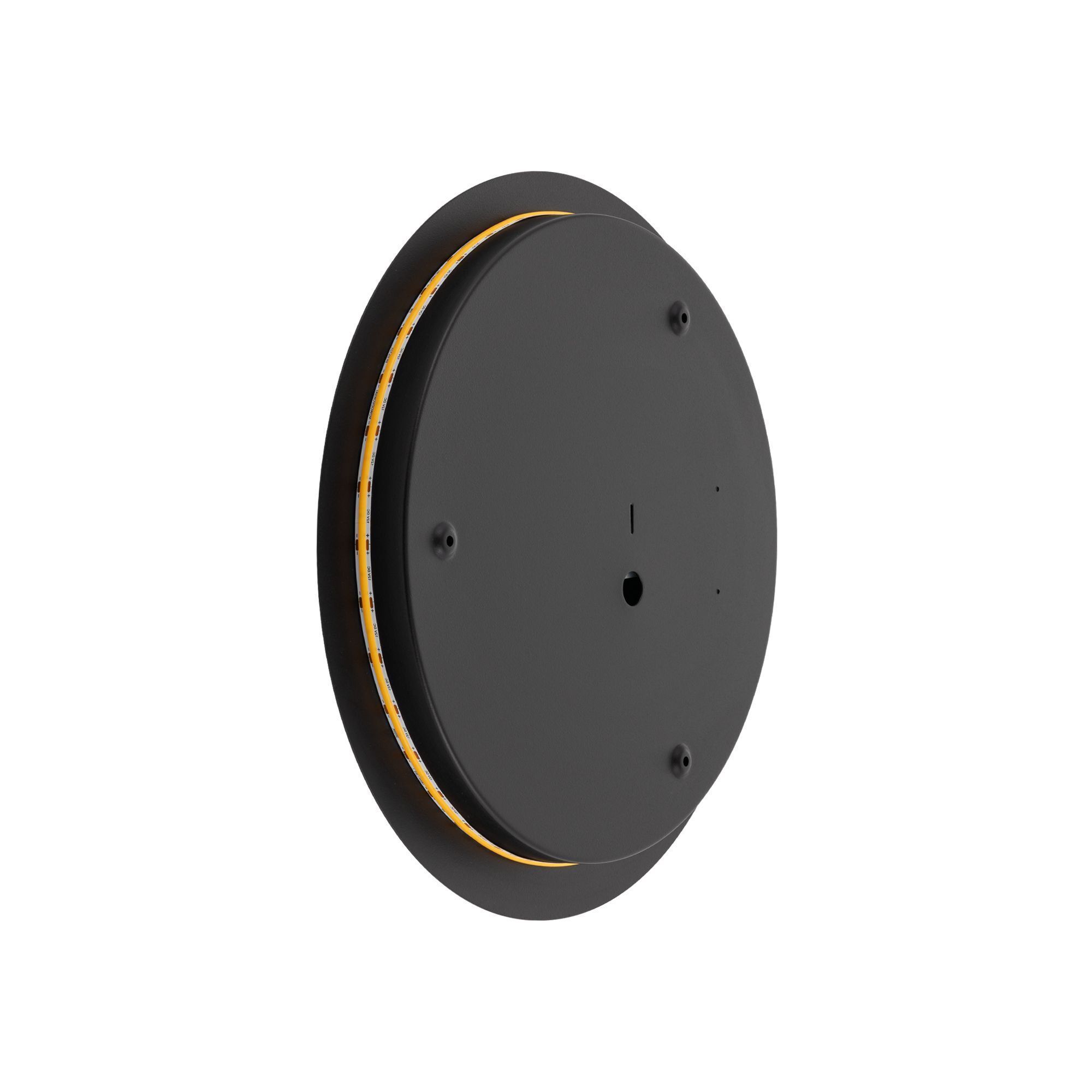 LED Wandleuchte Schwarz Metall flach 3000K 640lm Lautsprecher, Lautsprecherhalterung, Rundplatte, Gehäuse, Schwarze Oberfläche