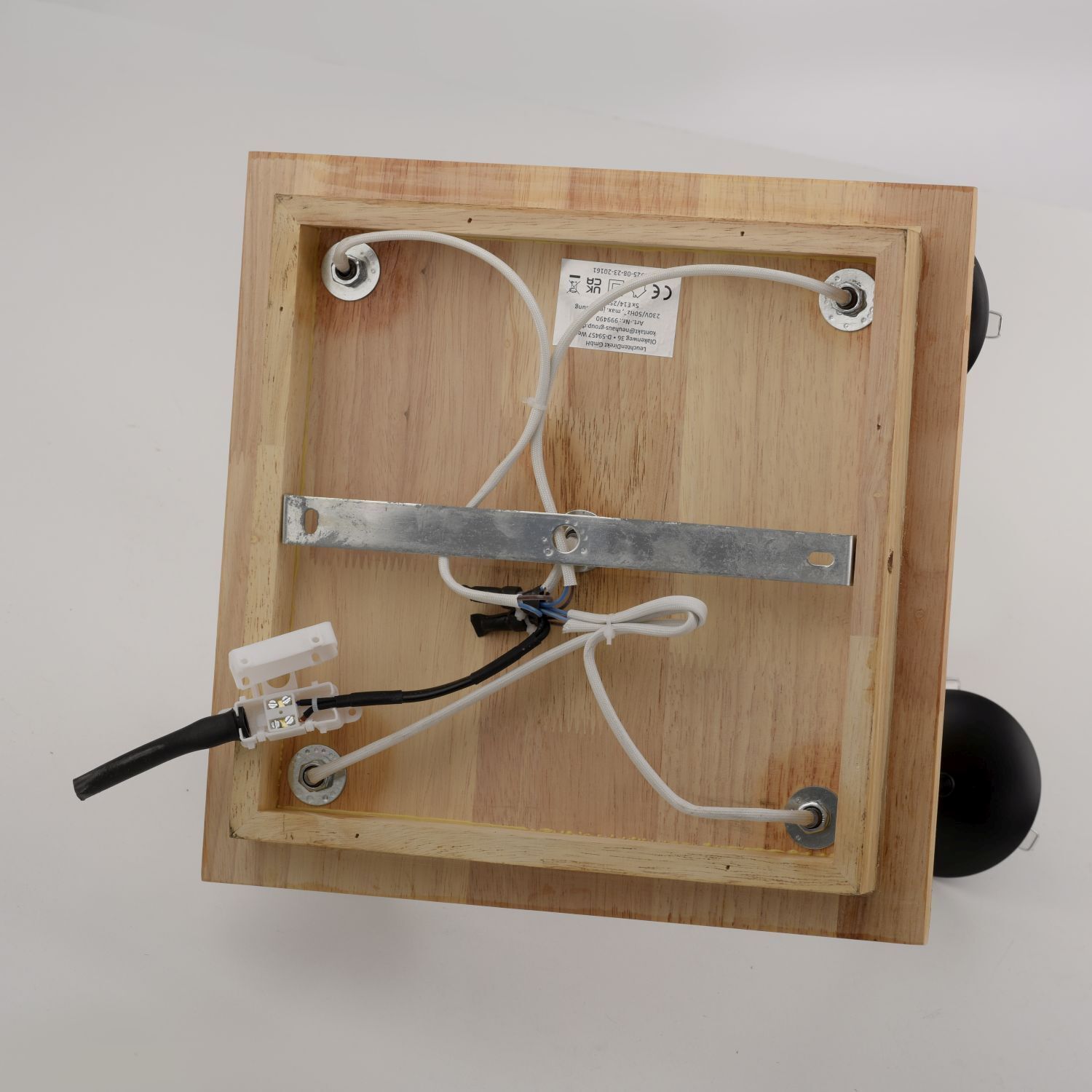 Lampe de plafonnier stylée verre bois E14 L:37 cm faible éblouissement