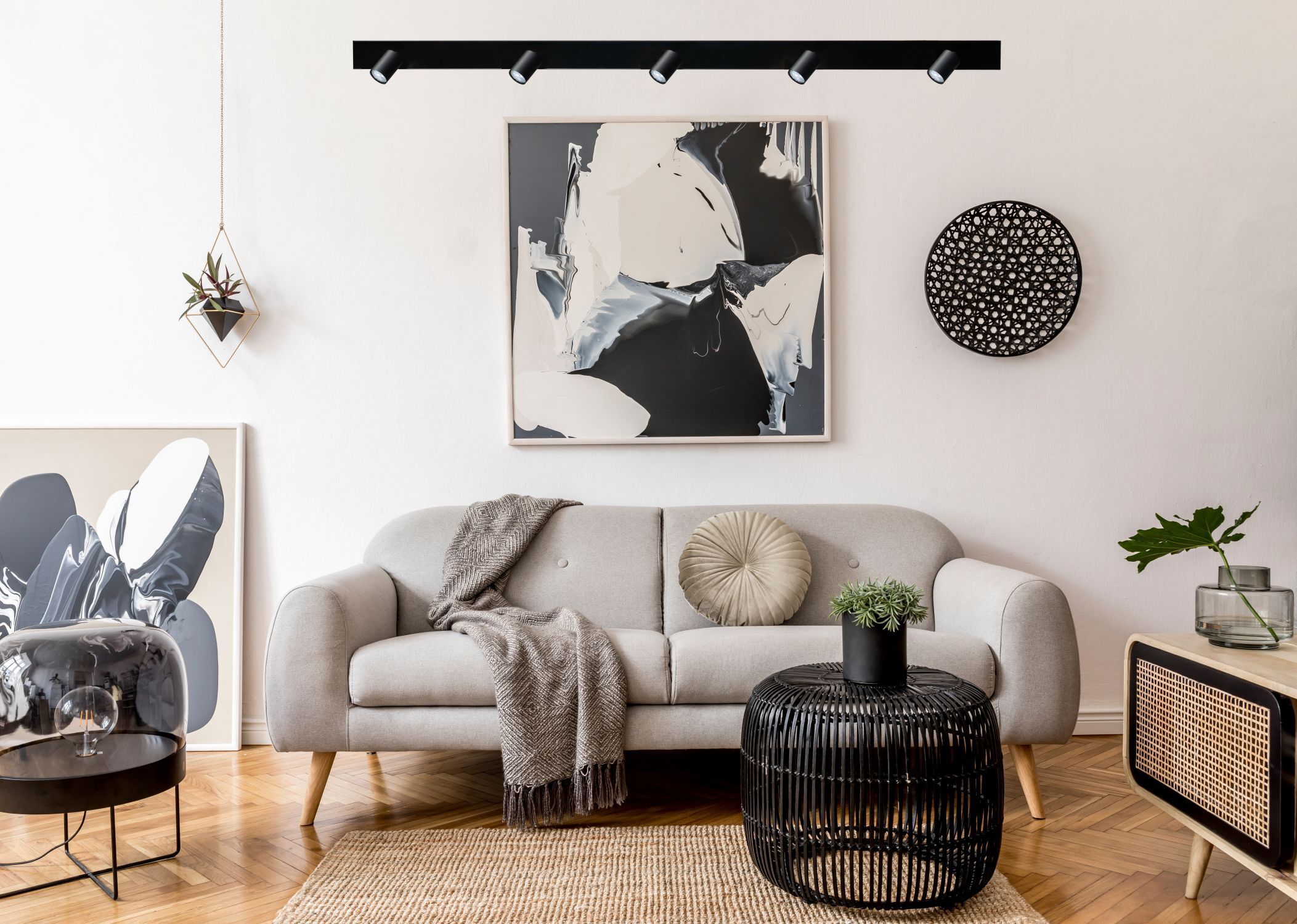 Spot de plafond salon métal longueur 180 cm noir