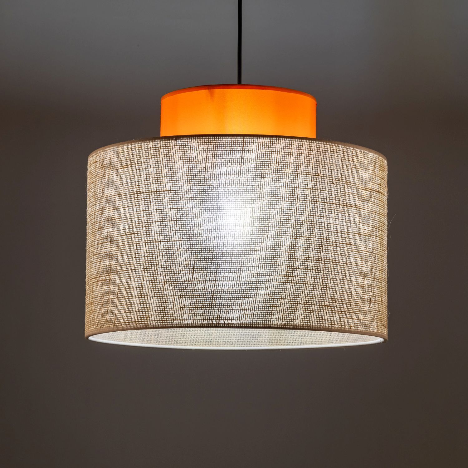 Suspension ronde E27 Ø 38 cm H : max. 170 cm Jute Tissu Lampe, Lampenschirm, Kronleuchter