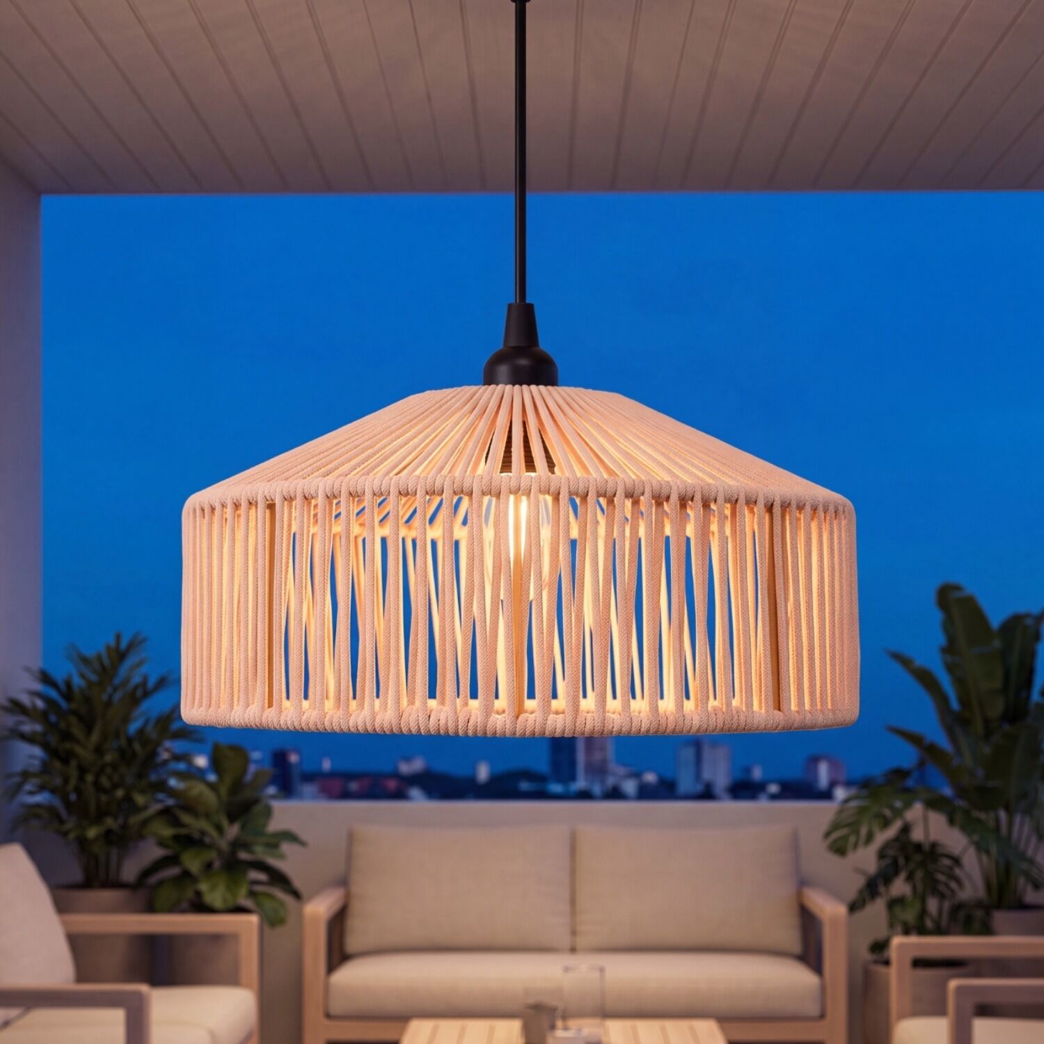 Lampe à suspendre extérieure E27 IP54 D : 30 cm Cordon Abat-jour