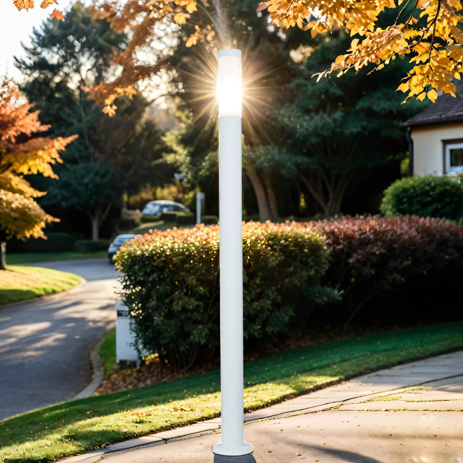 Bornes d'éclairage en acier inoxydable en blanc E27 110 cm extérieur