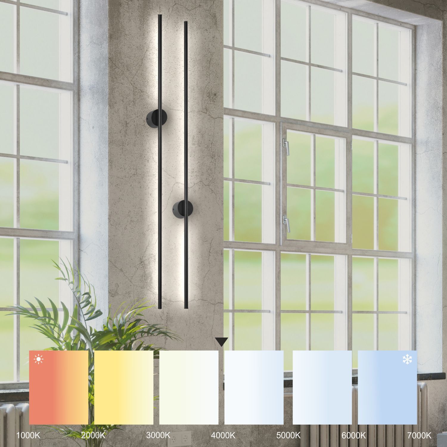 LED Wandlampe indirekt Metall H:120 cm 1600 lm 4000 K Drinnen, Innenarchitektur, Tür, Schiebetür